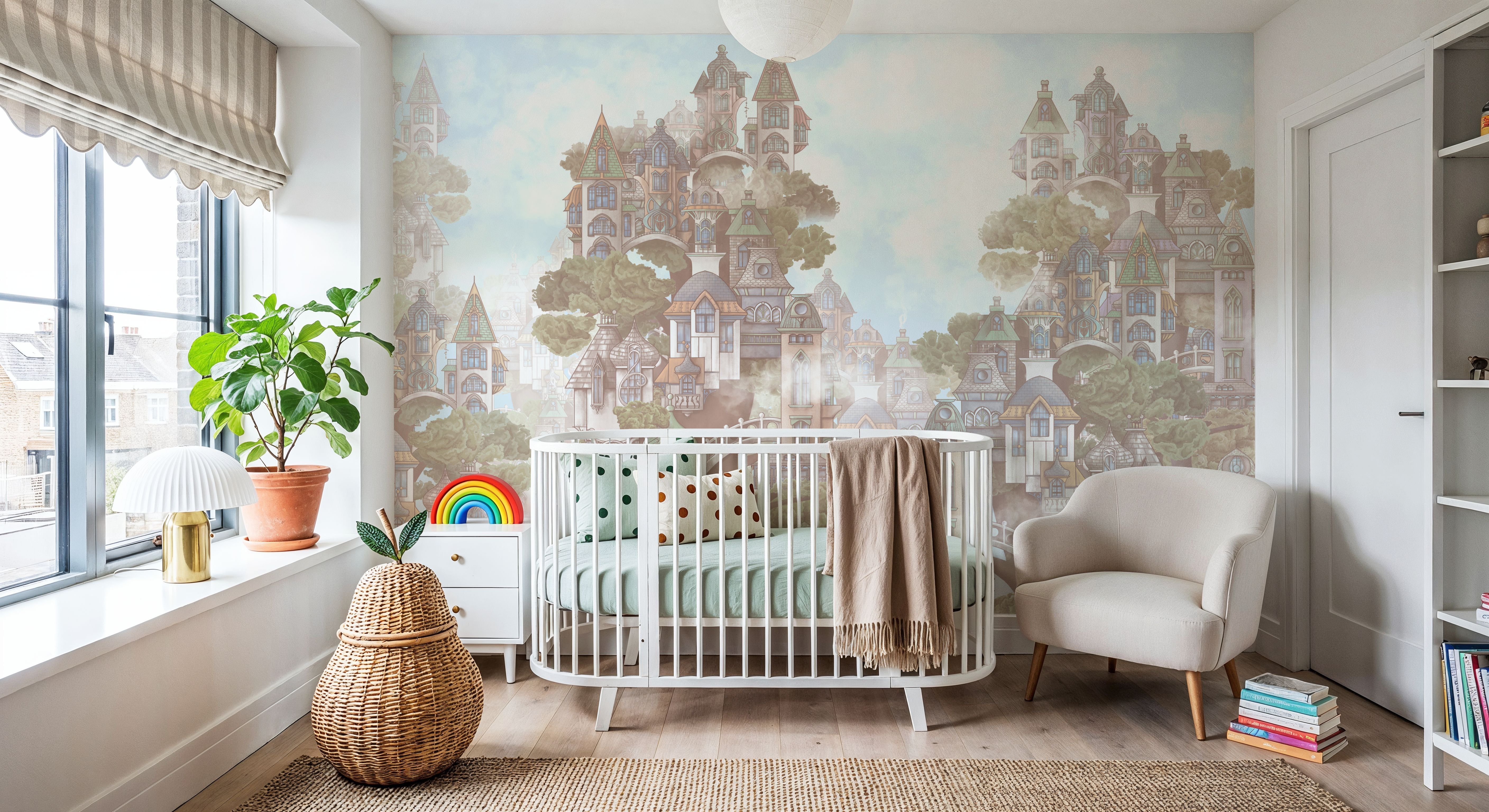 Treehouse Neighborhood Warm Pastel, Tapeten