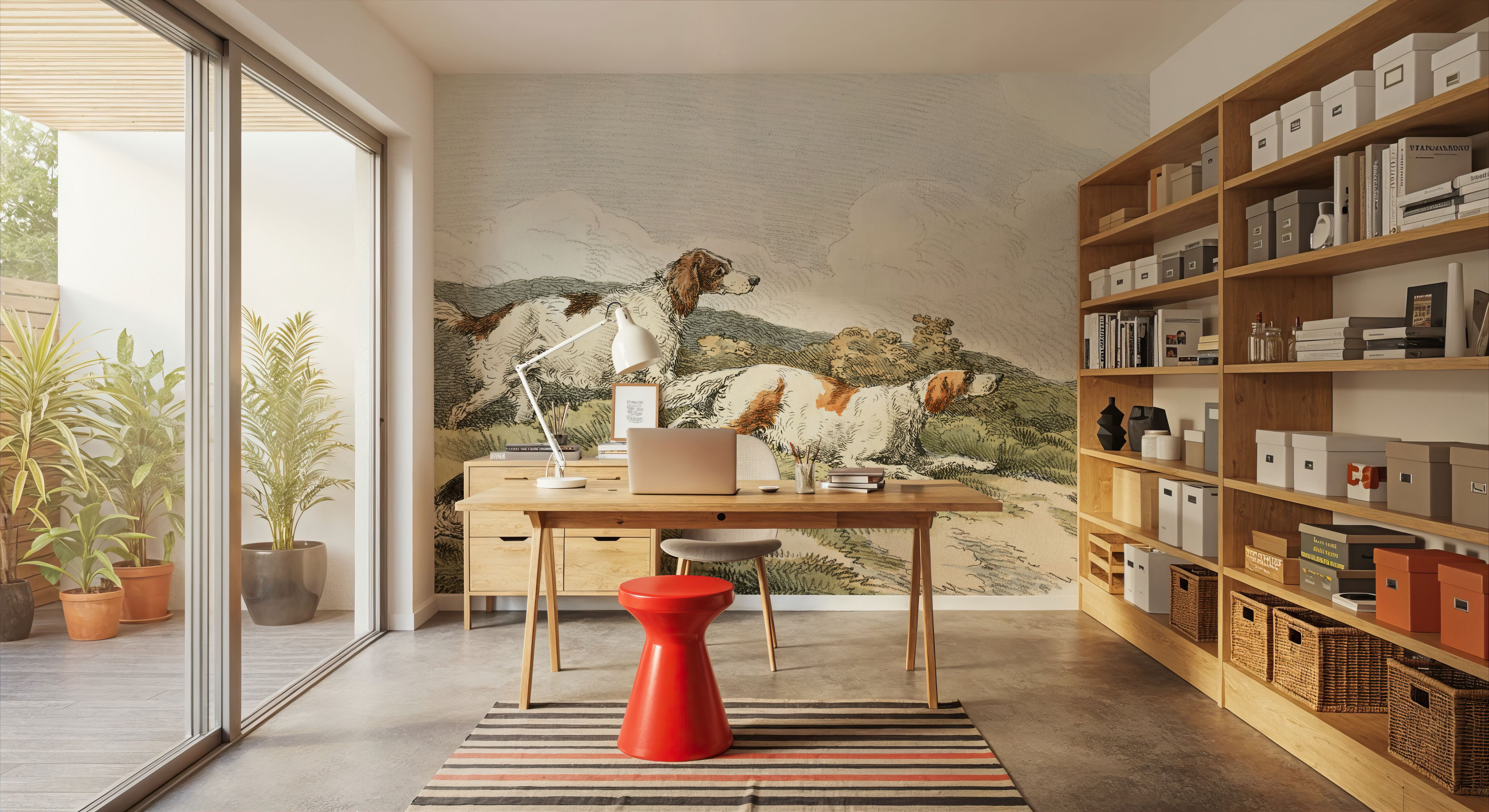 Illustration of Running Hounds, Wallpaper