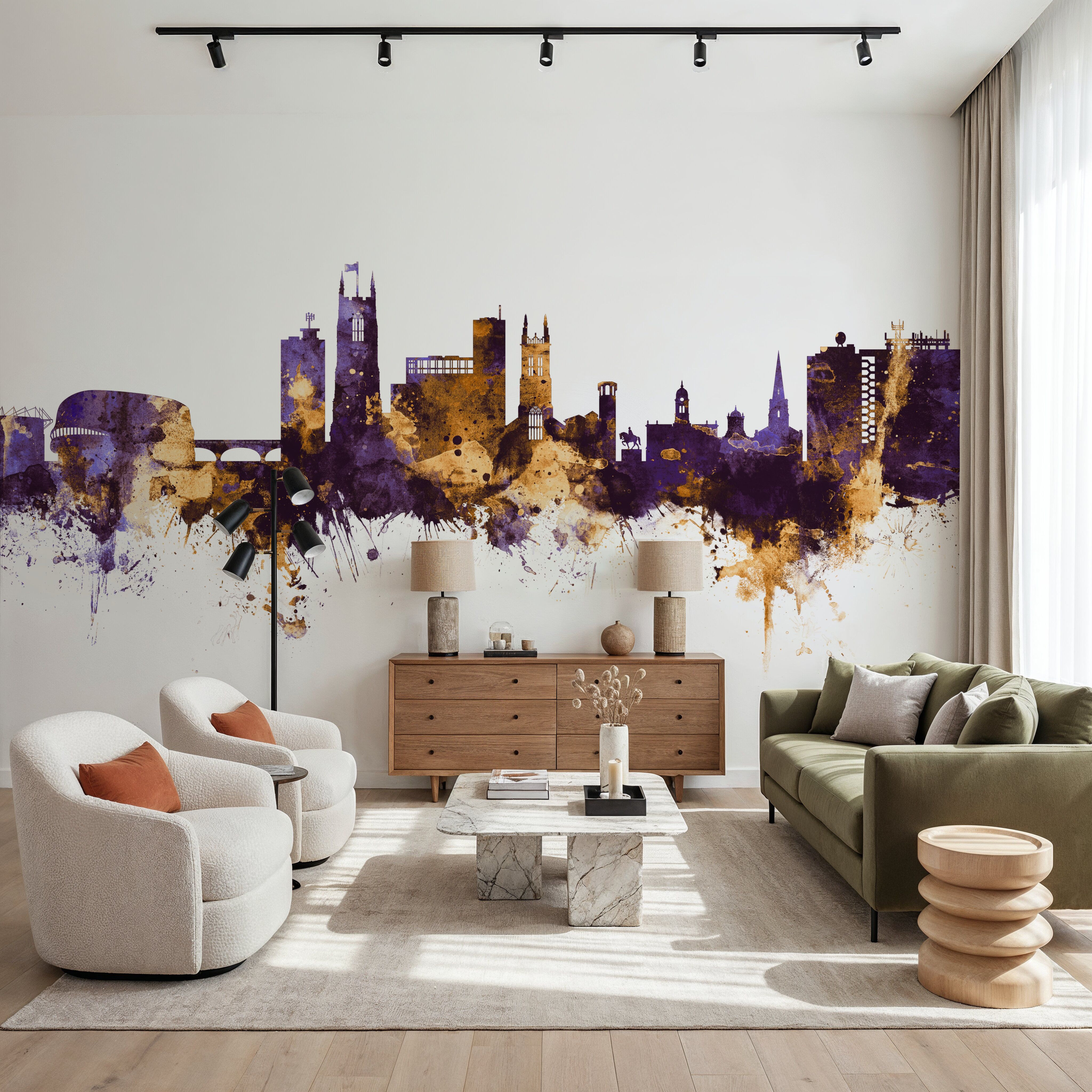 Derby England Skyline Purple & Gold