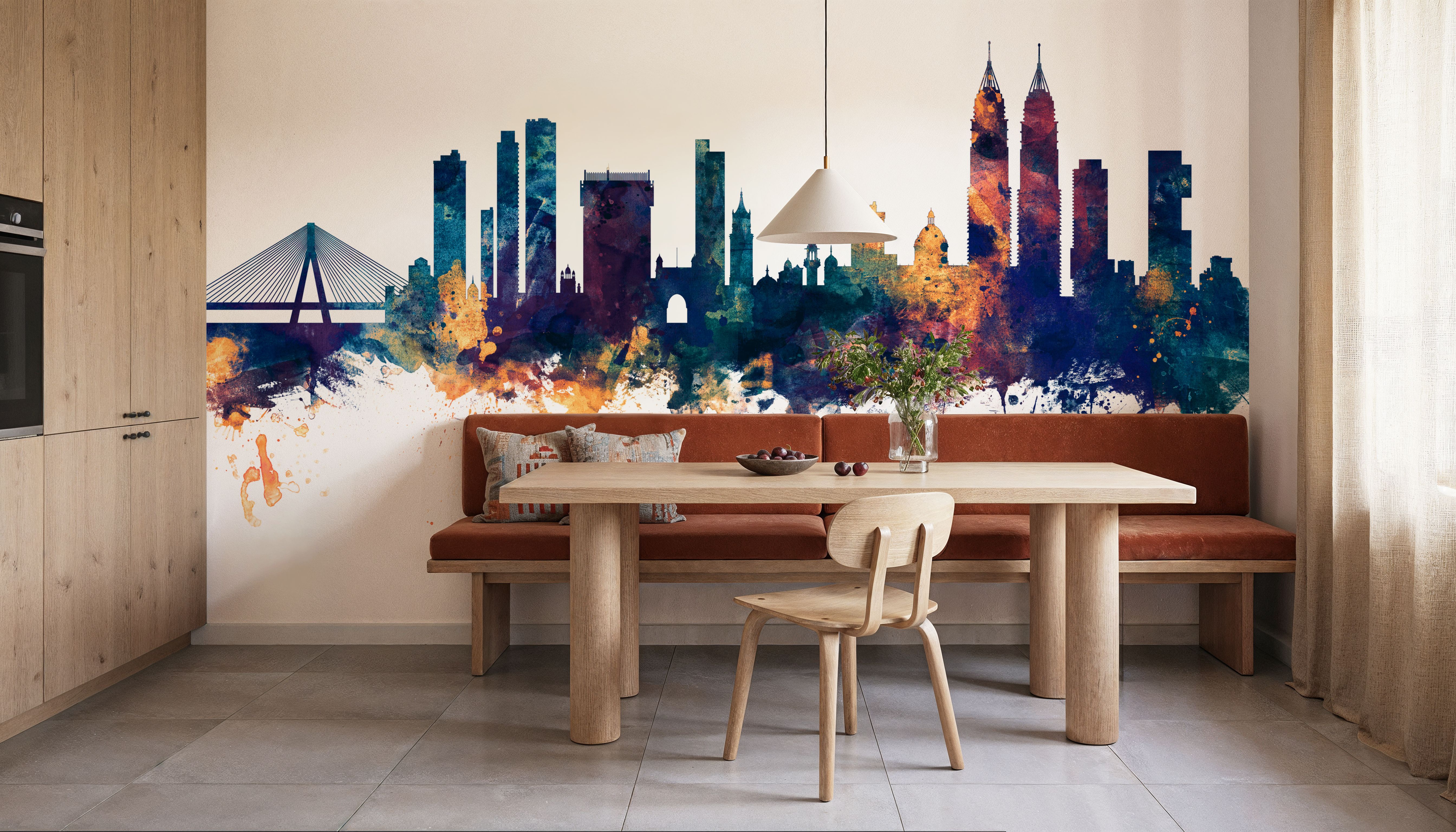 Mumbai Skyline India Bombay Blue & Bronze, Wallpaper