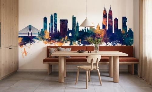 Mumbai Skyline India Bombay Blue & Bronze