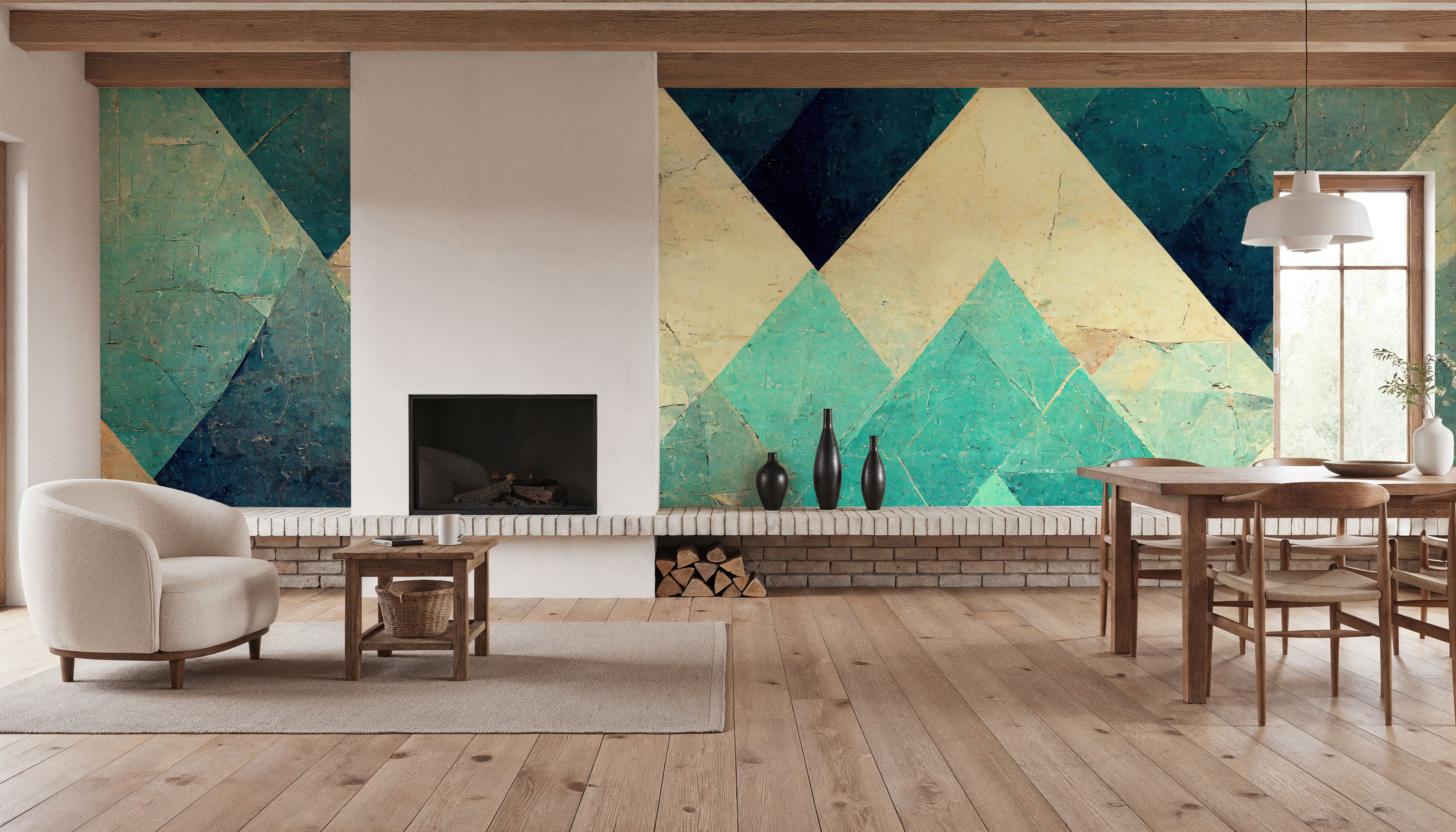 Reduced Mountains Turquoise, Wallpaper