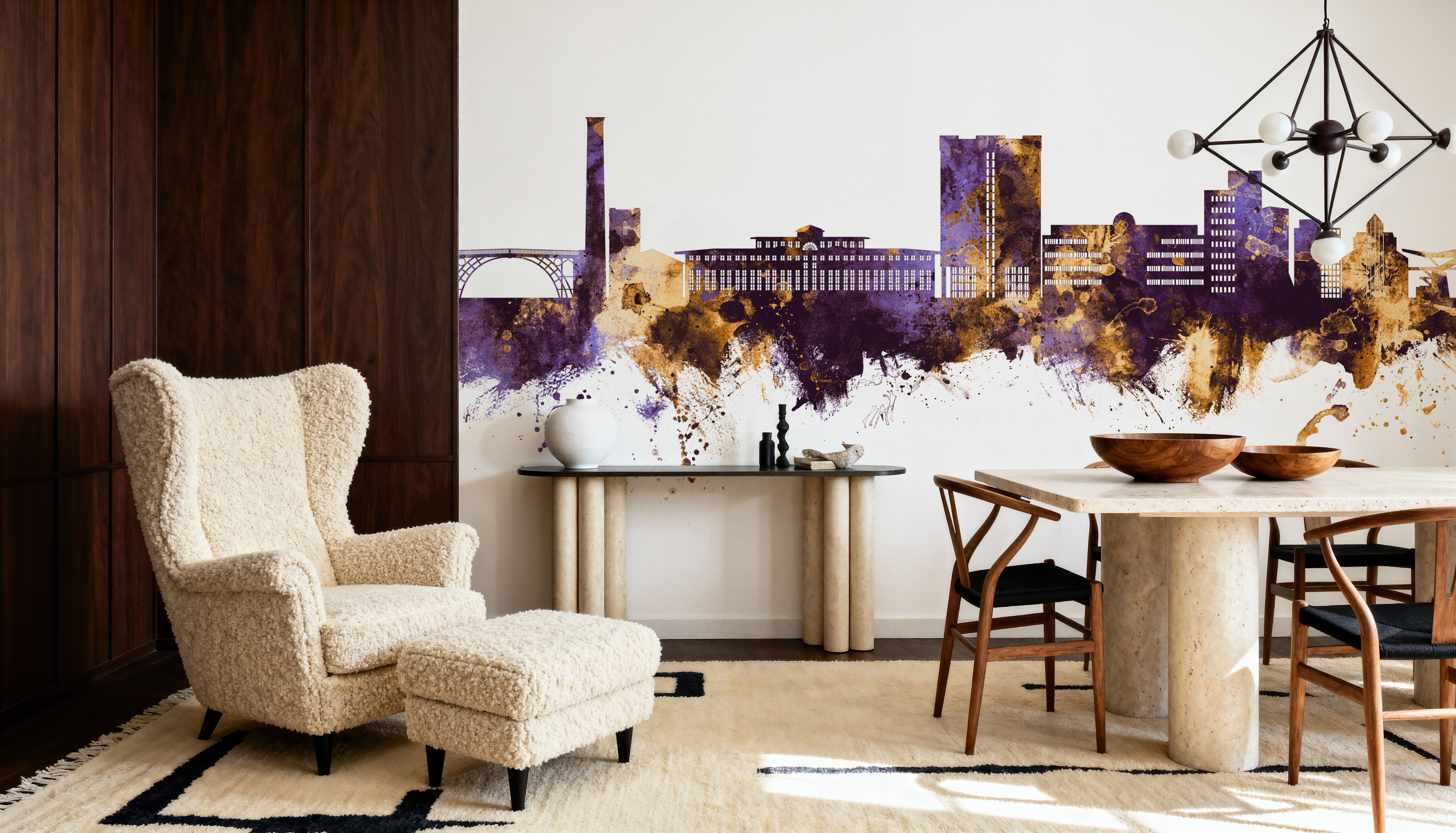 Telford England Skyline Purple & Gold