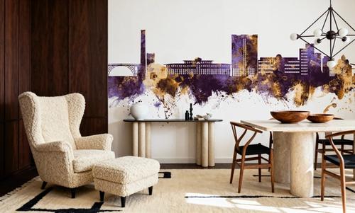 Telford England Skyline Purple & Gold