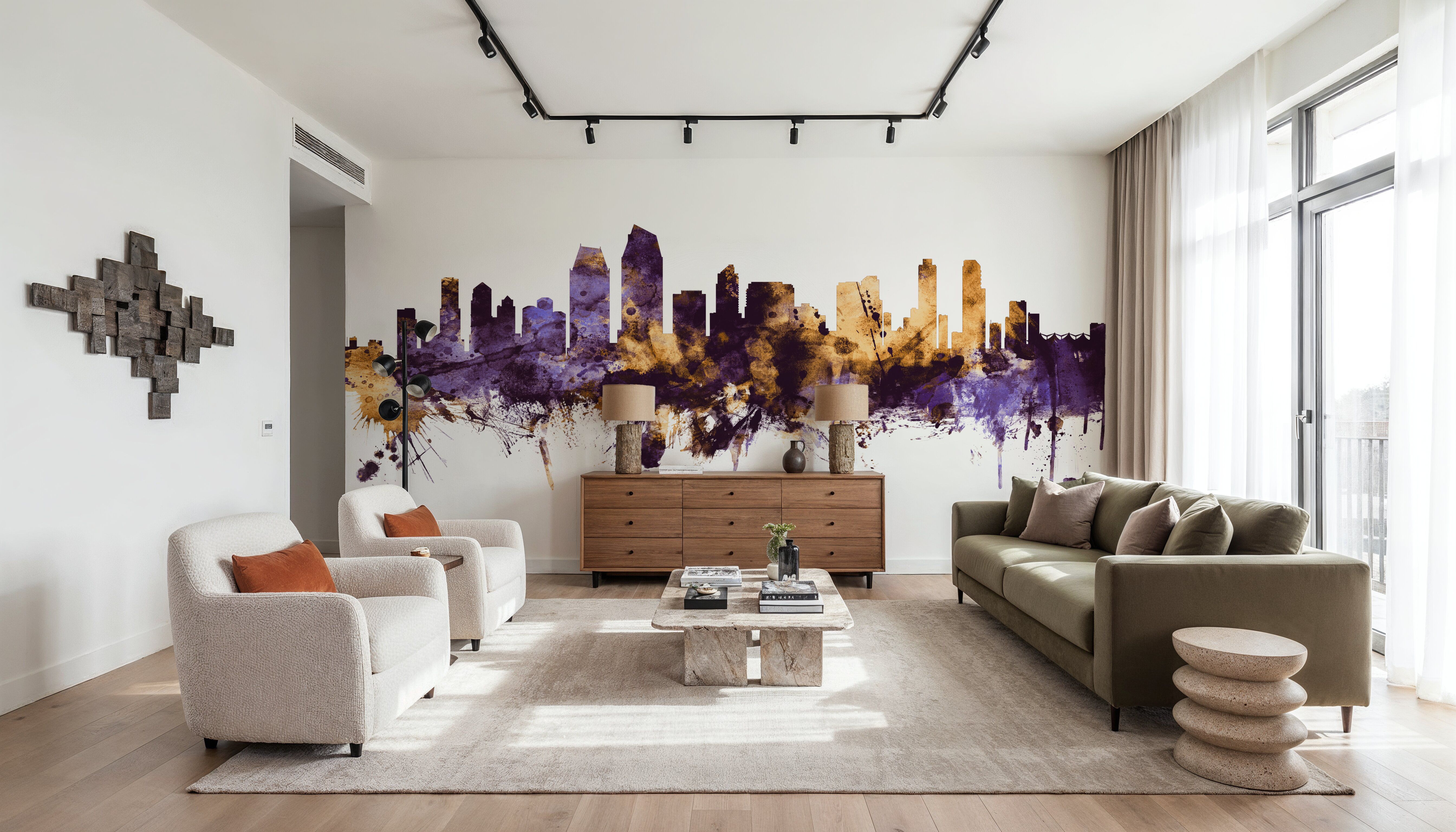 San Diego California Skyline Purple & Gold