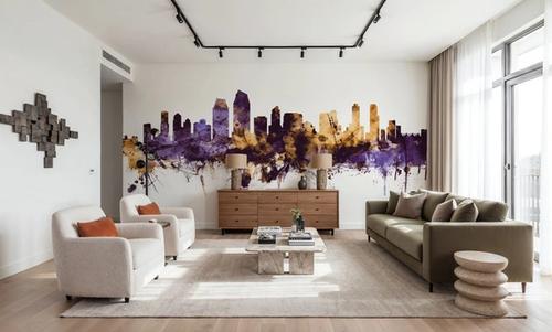 San Diego California Skyline Purple & Gold