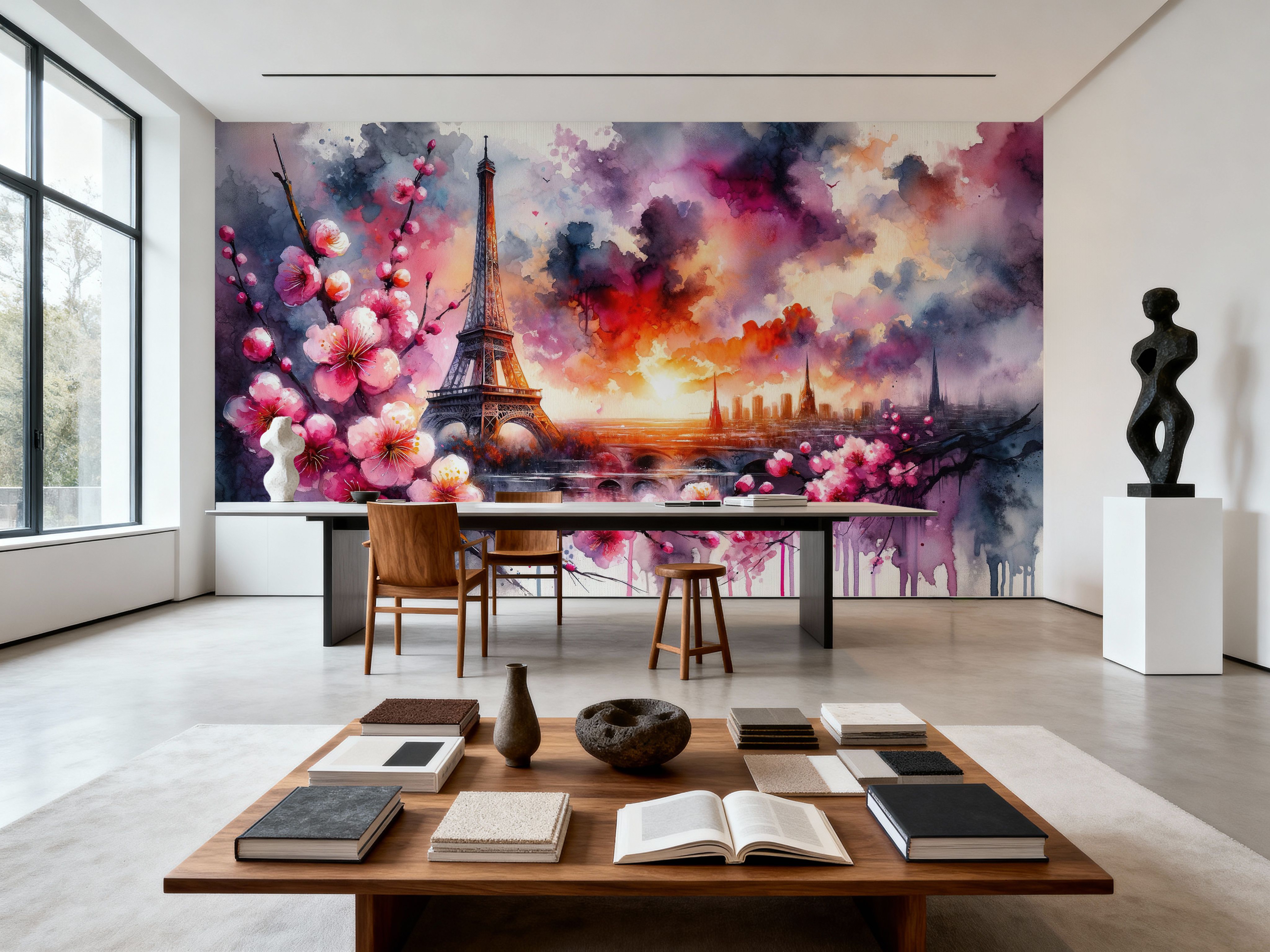 Watercolor Floral Paris Eiffel Tower