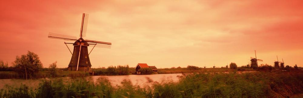 Dutch Sunset Windmills