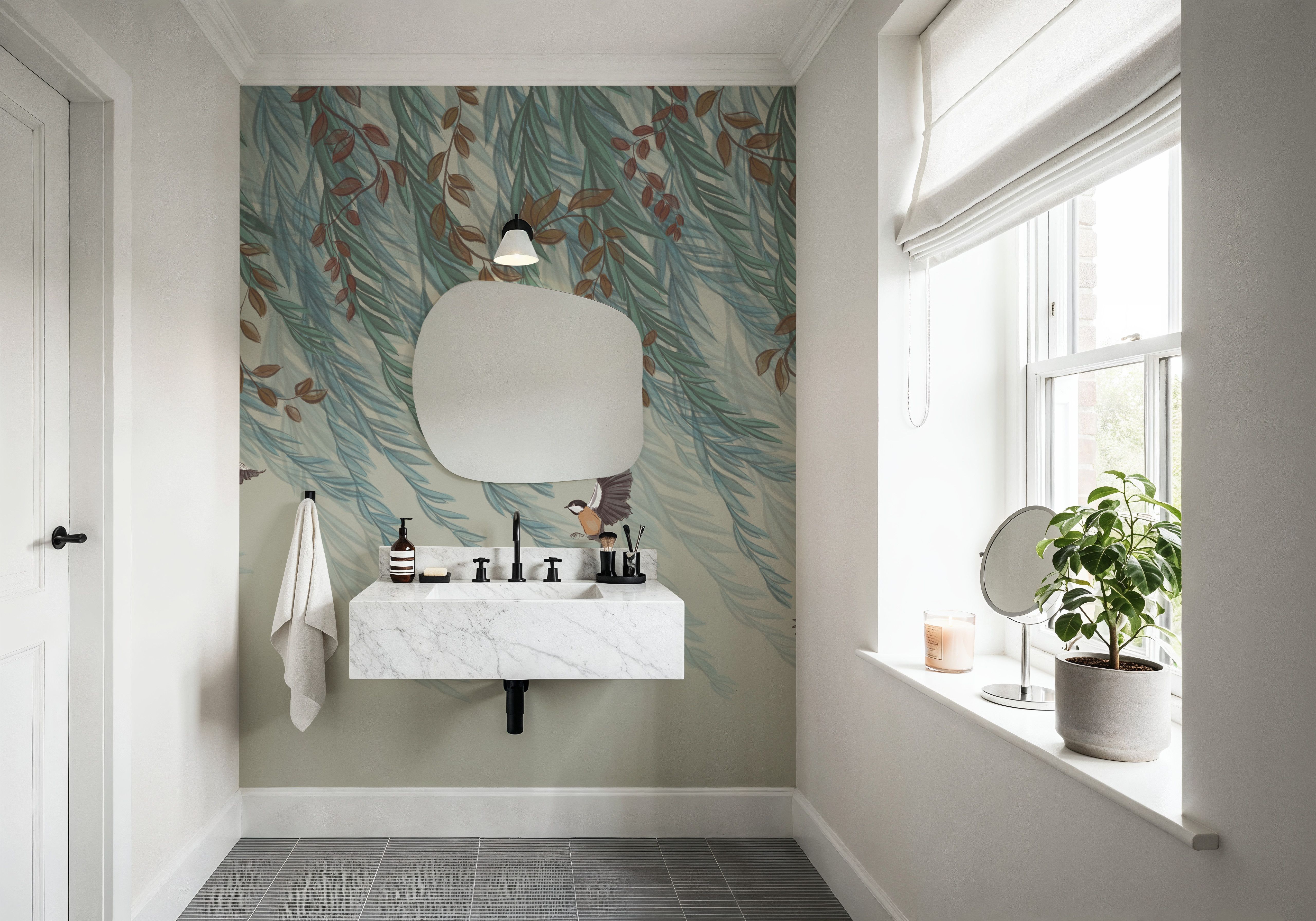Willow & Birds, Pistachio, Wallpaper