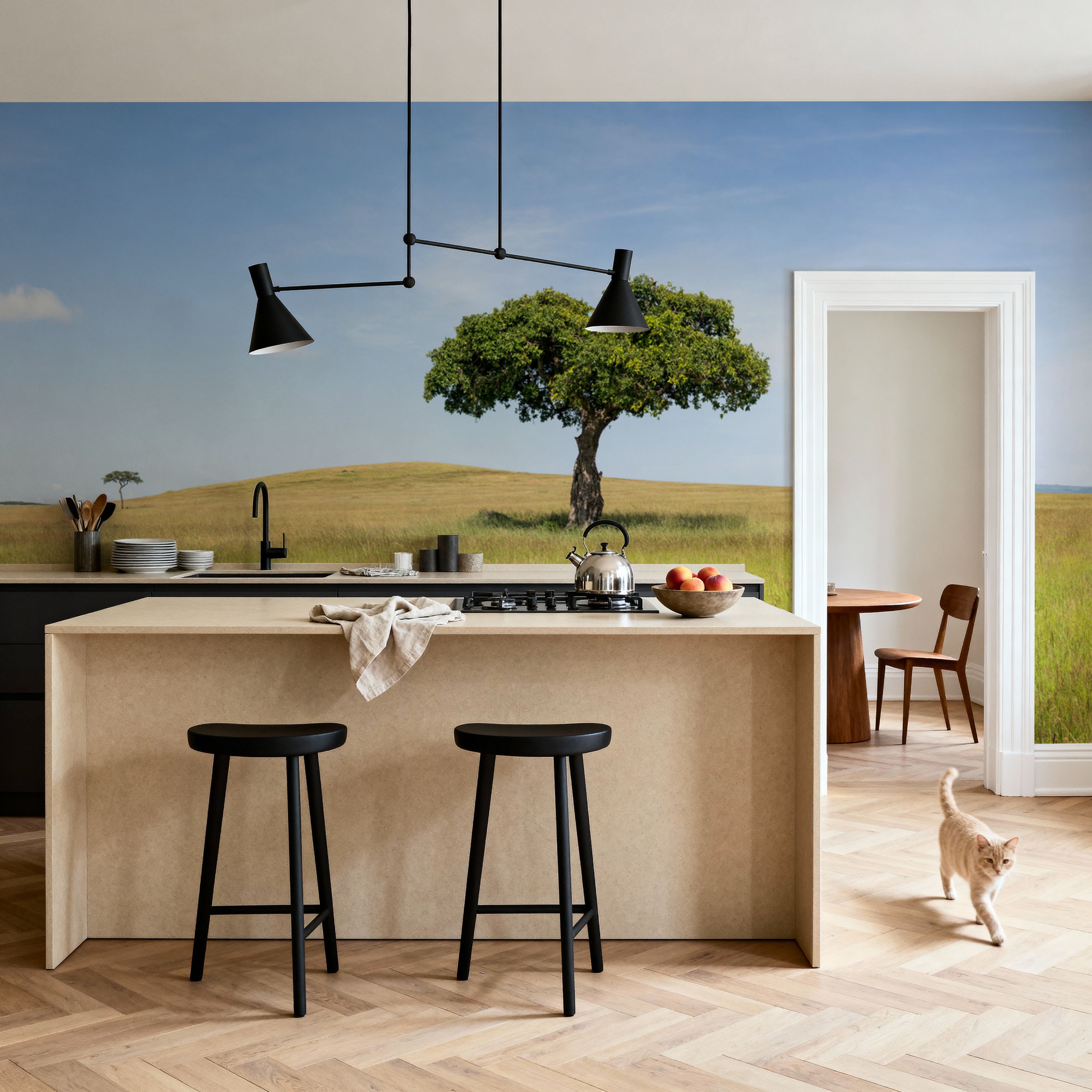 Wall Mural - Lone Acacia - Horizon Landscapes mural wallpaper - Hallway staircases - Wallism US - Premium, Textured or Peel & Stick