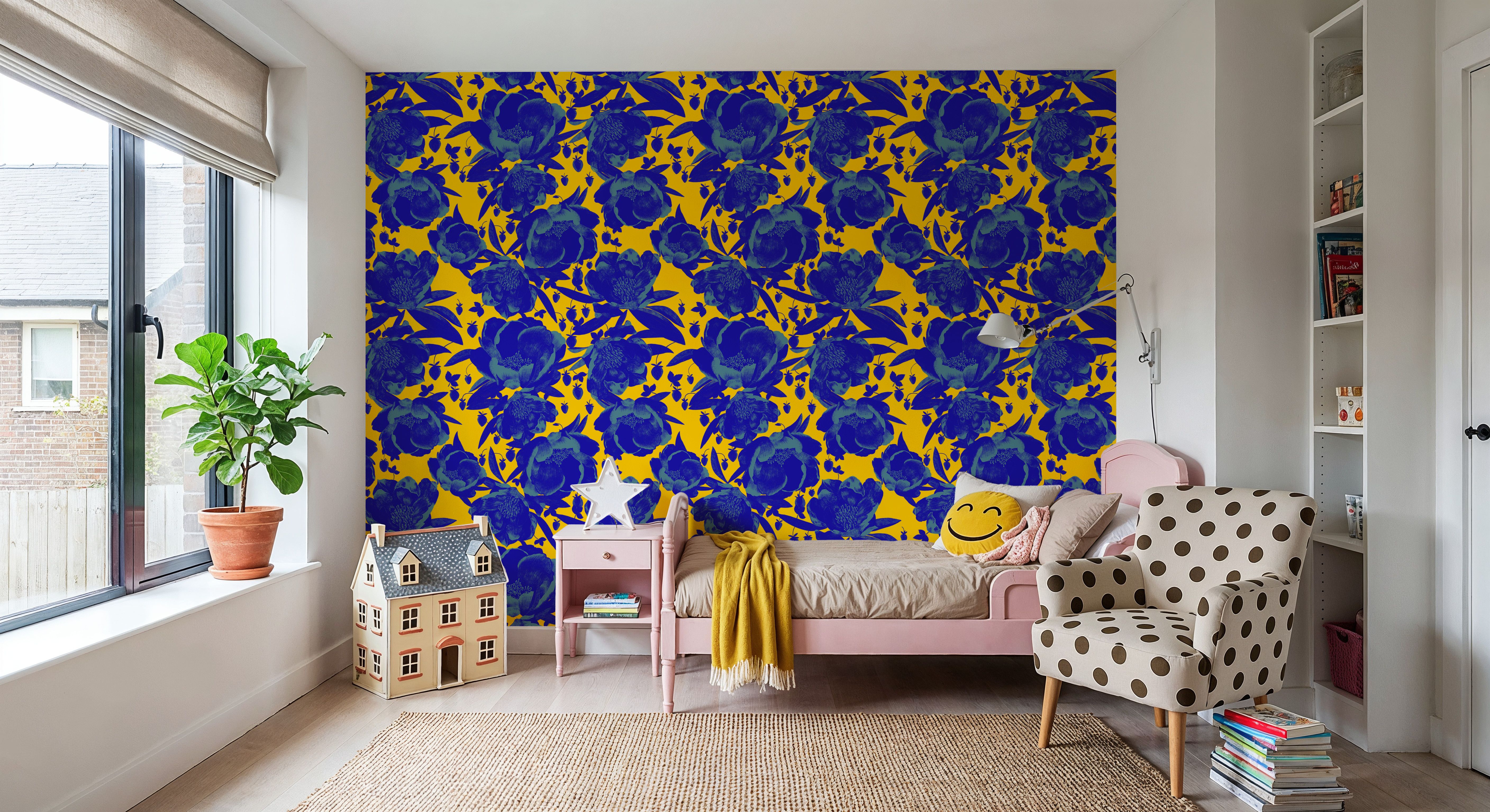 Pop Peonies, Yellow & Blue