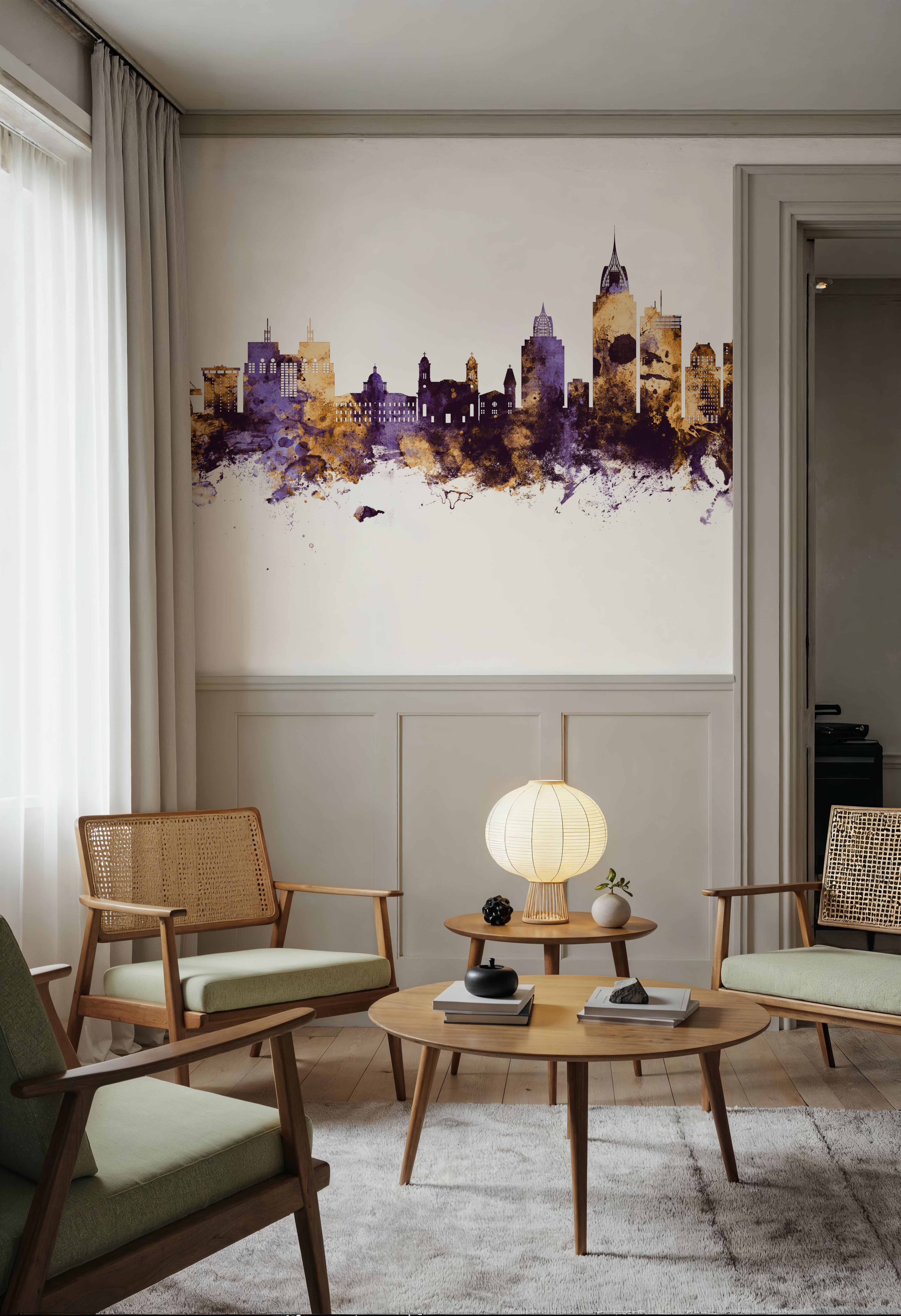 Mobile Alabama Skyline Purple & Gold