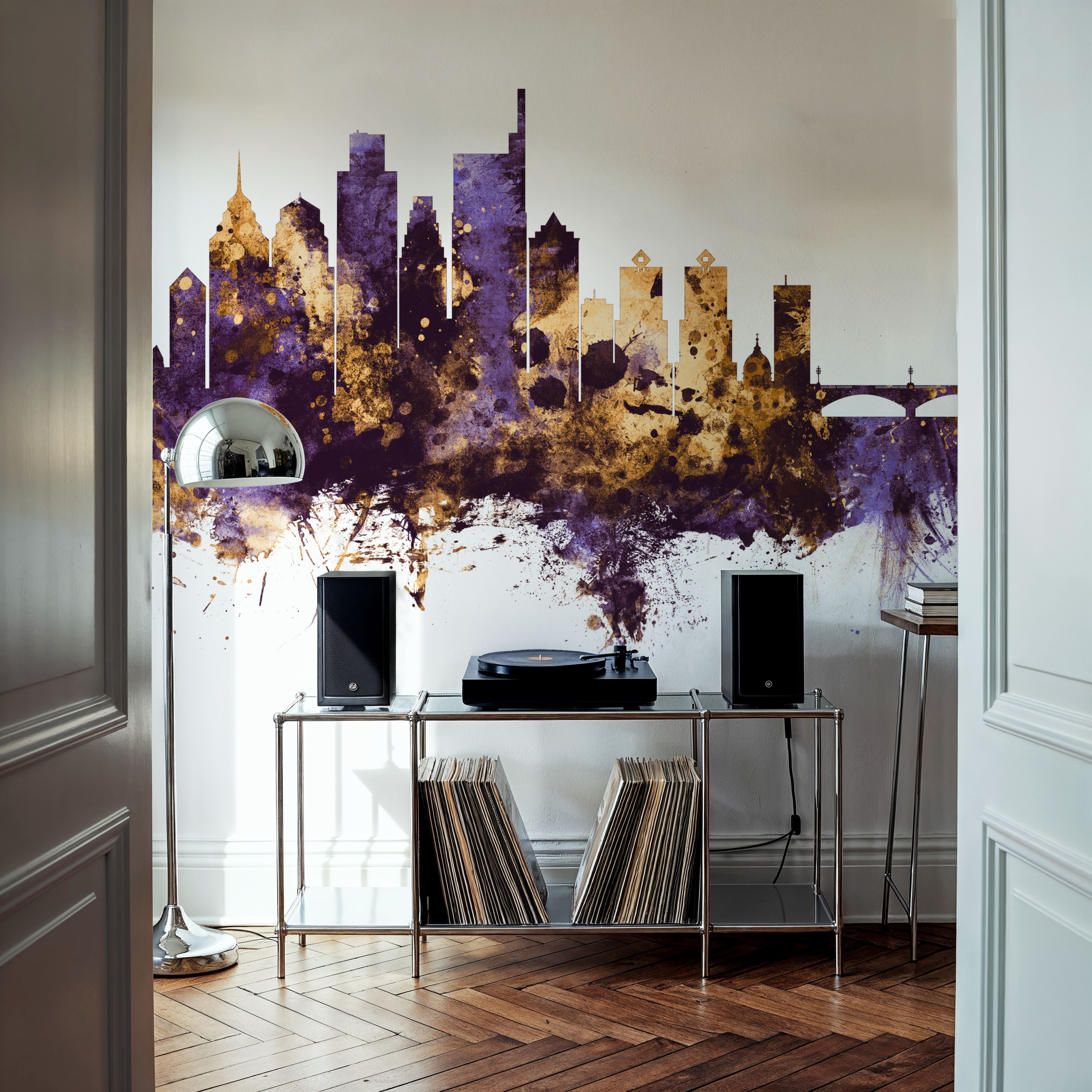 Philadelphia Skyline Purple & Gold