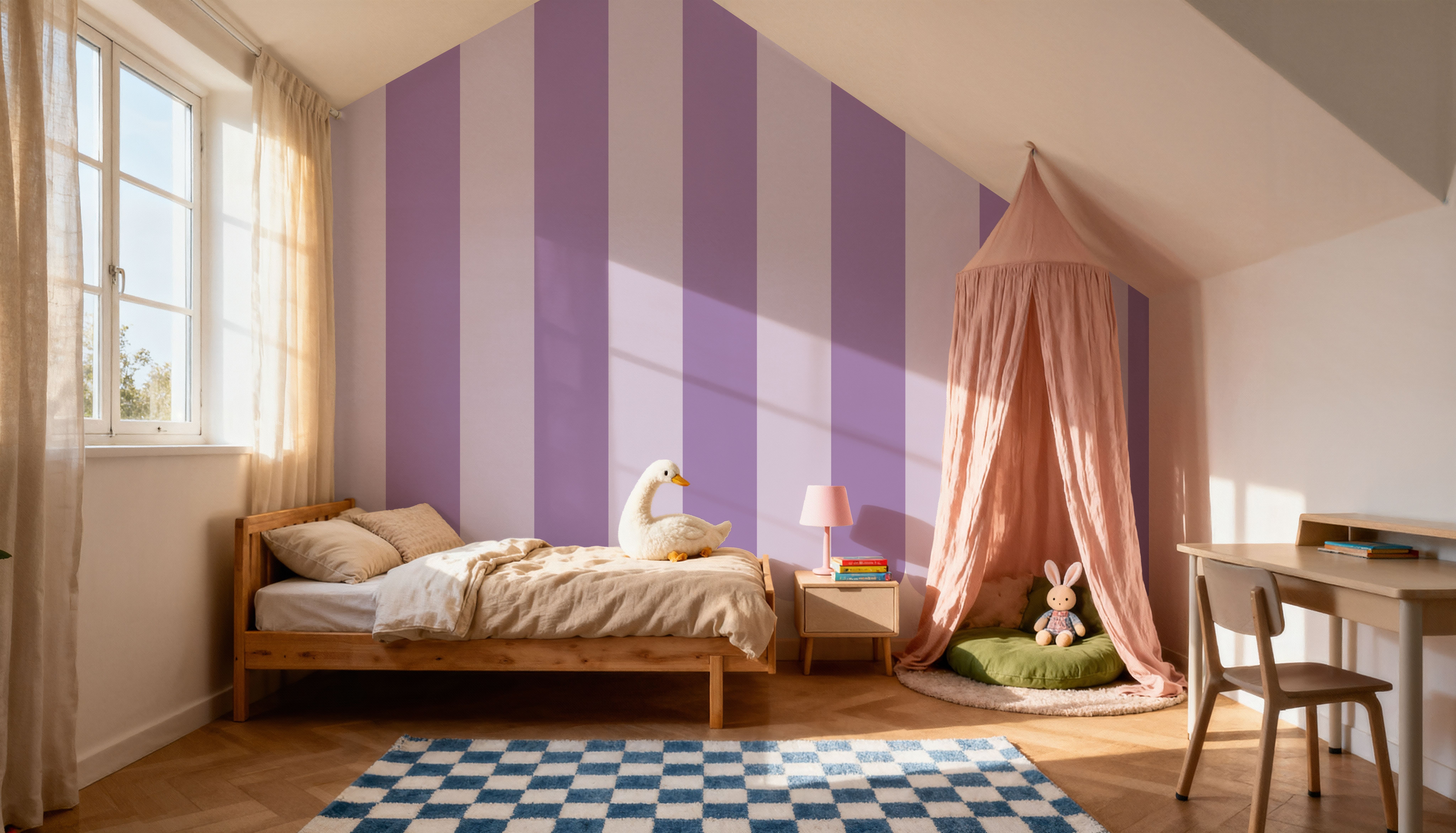 Scalloped Circus Stripes, Purple on Purple