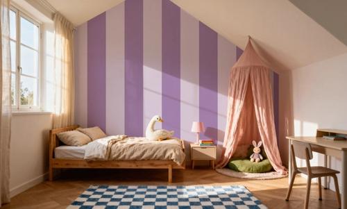 Scalloped Circus Stripes, Purple on Purple