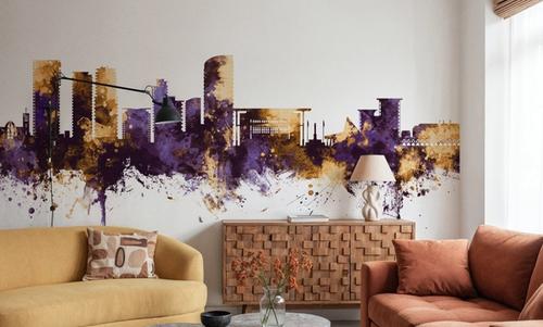 Darwin Australia Skyline Purple & Gold