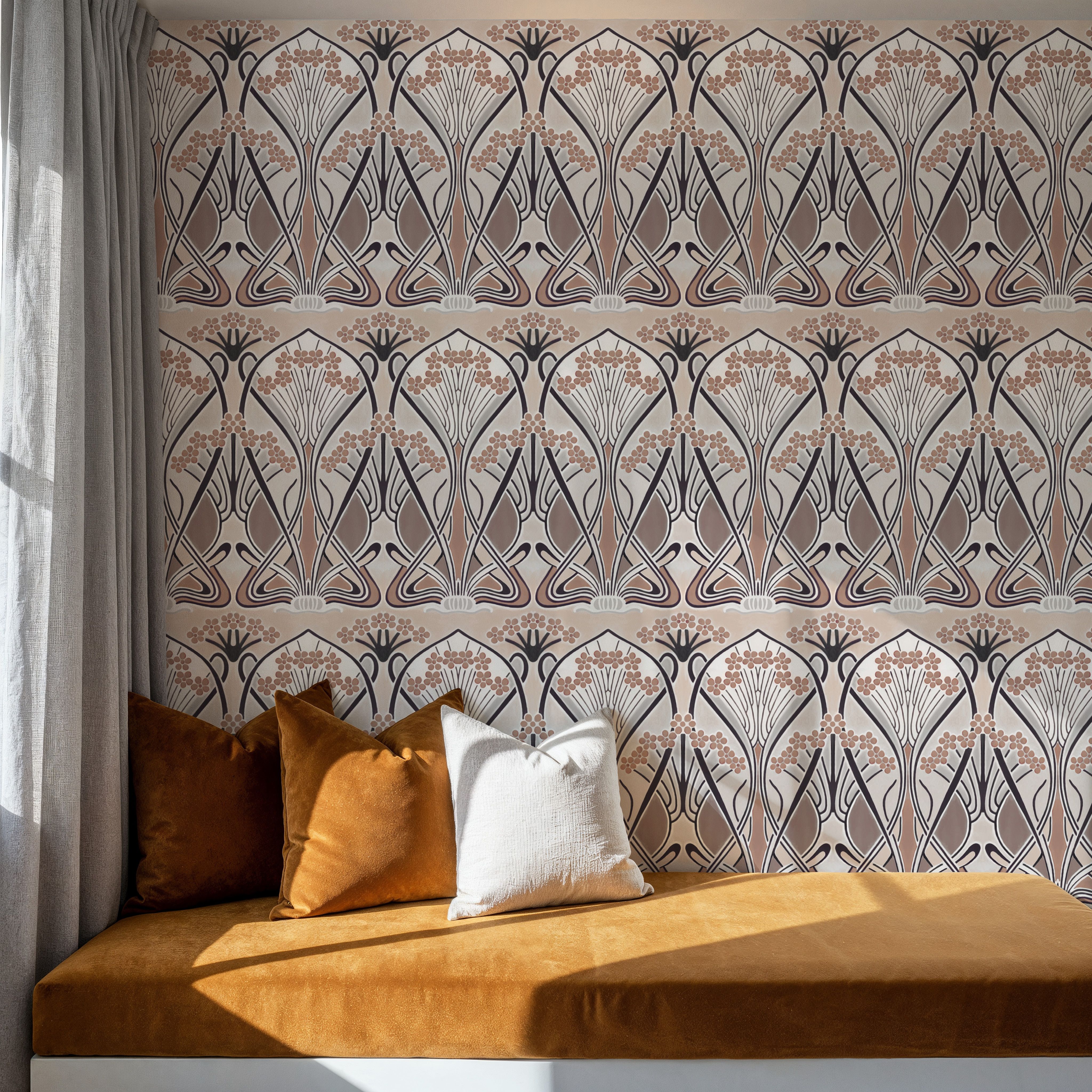 Floral Art Deco Aura, Walnut Dust