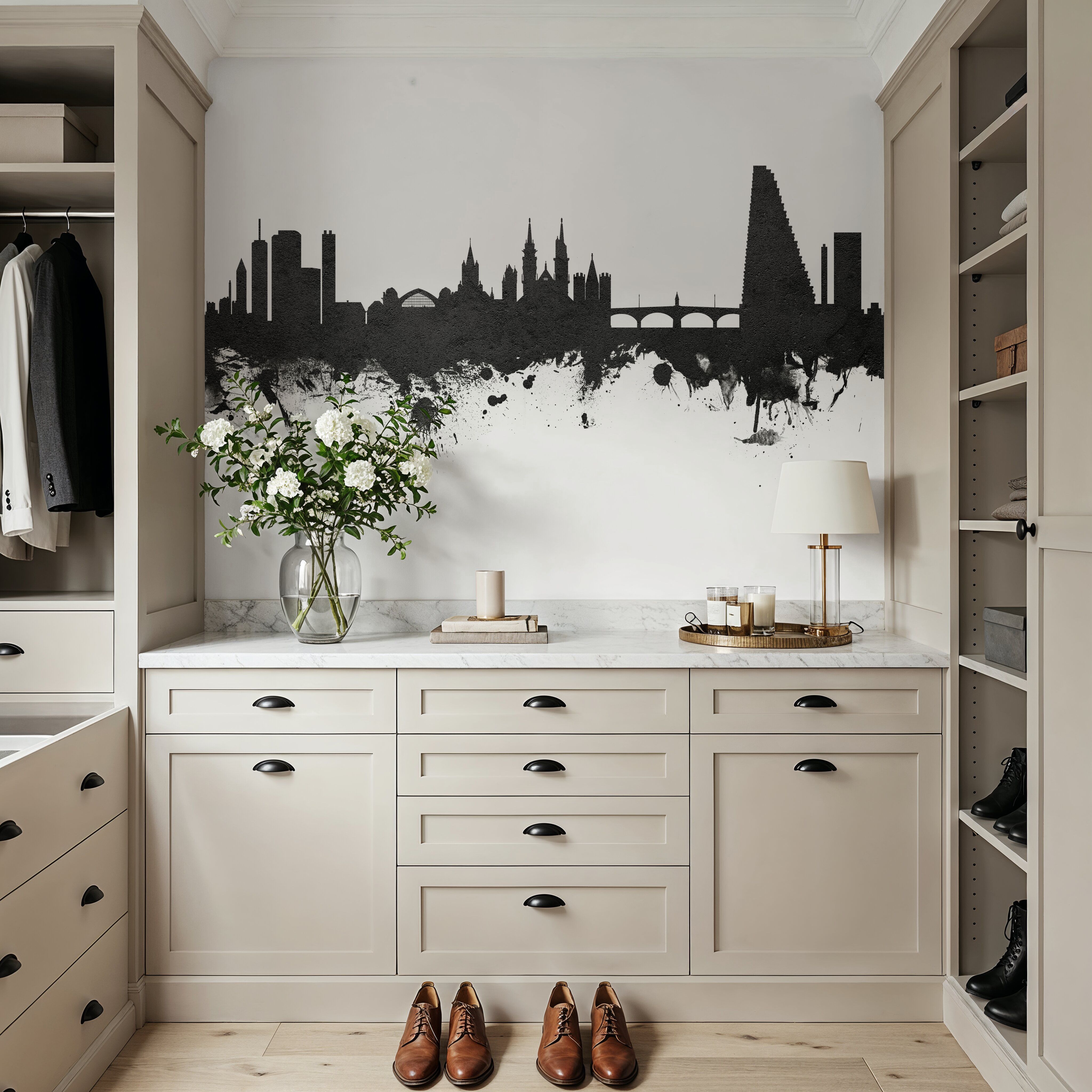 Basel Switzerland Skyline Black & White