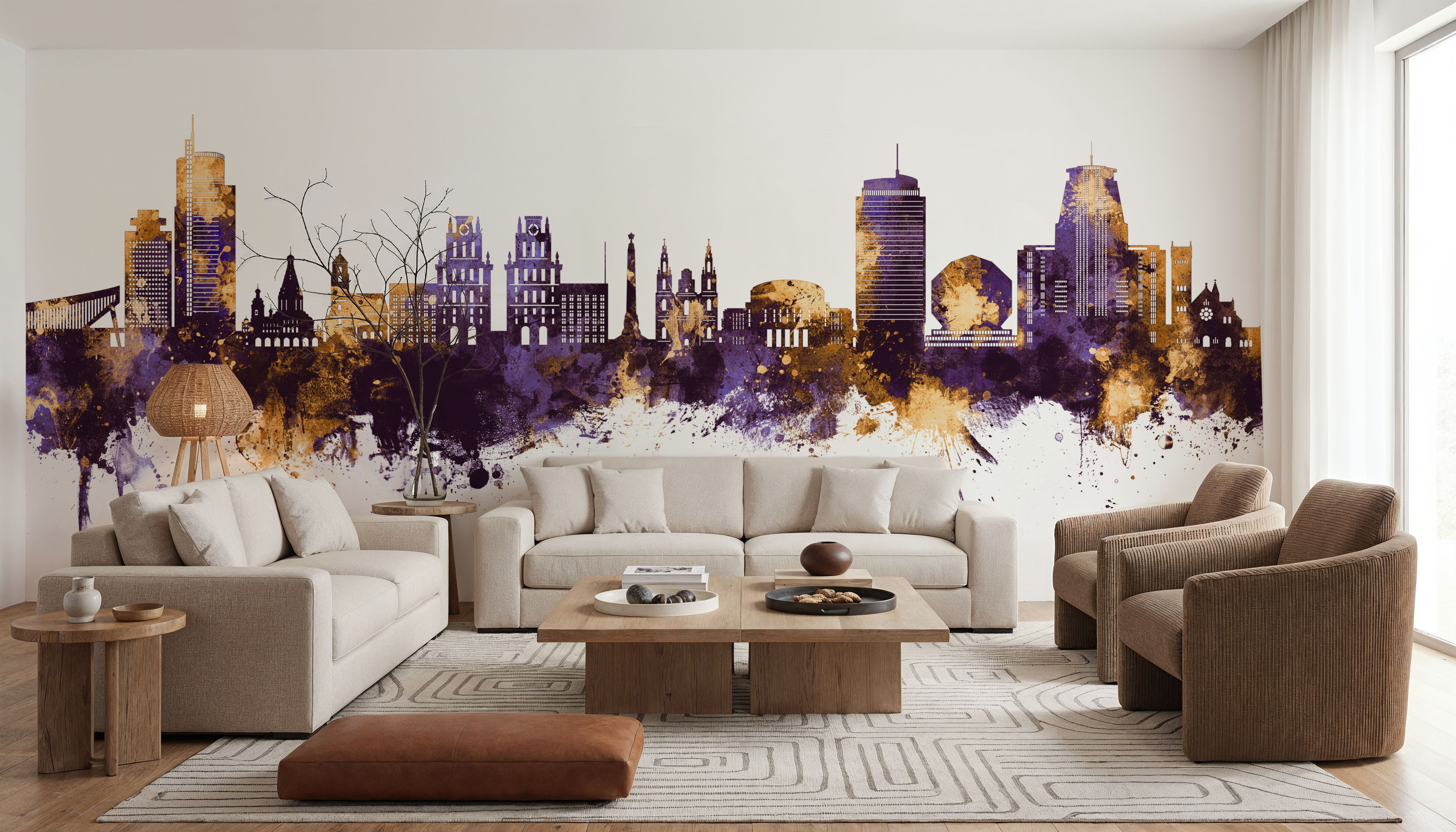 Minsk Belarus Skyline Purple & Gold