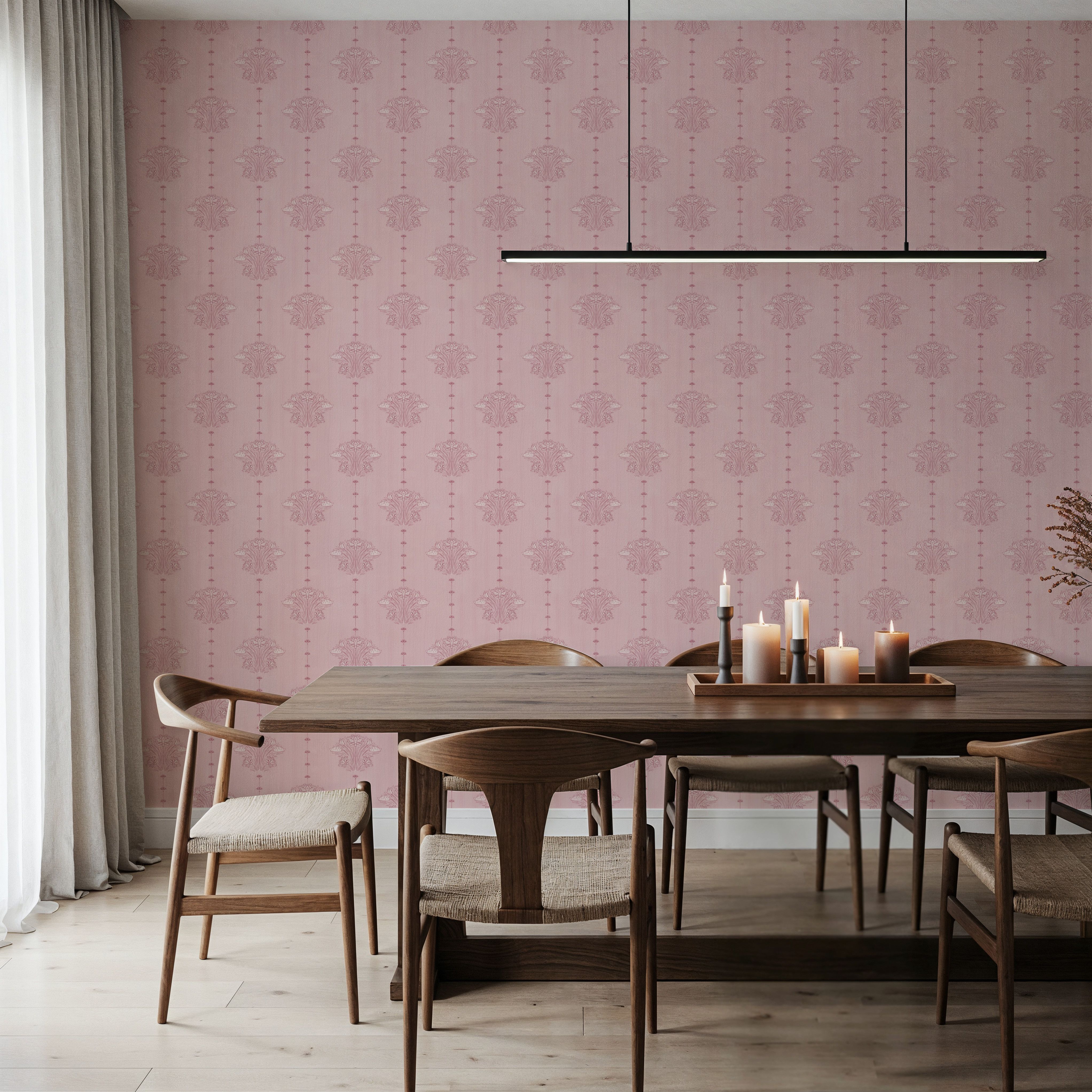Block Print Water Lily Stripes, Blush