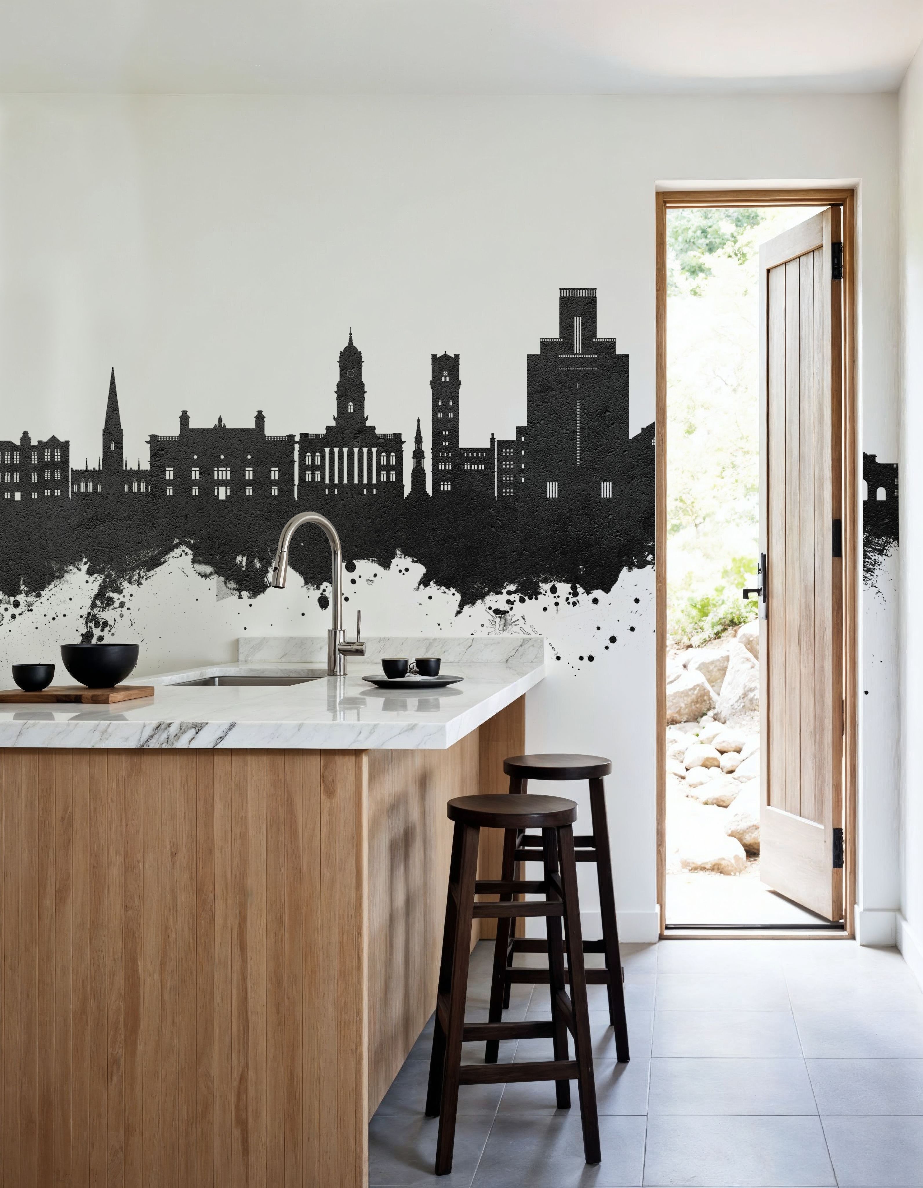 Birkehead England Skyline Black & White