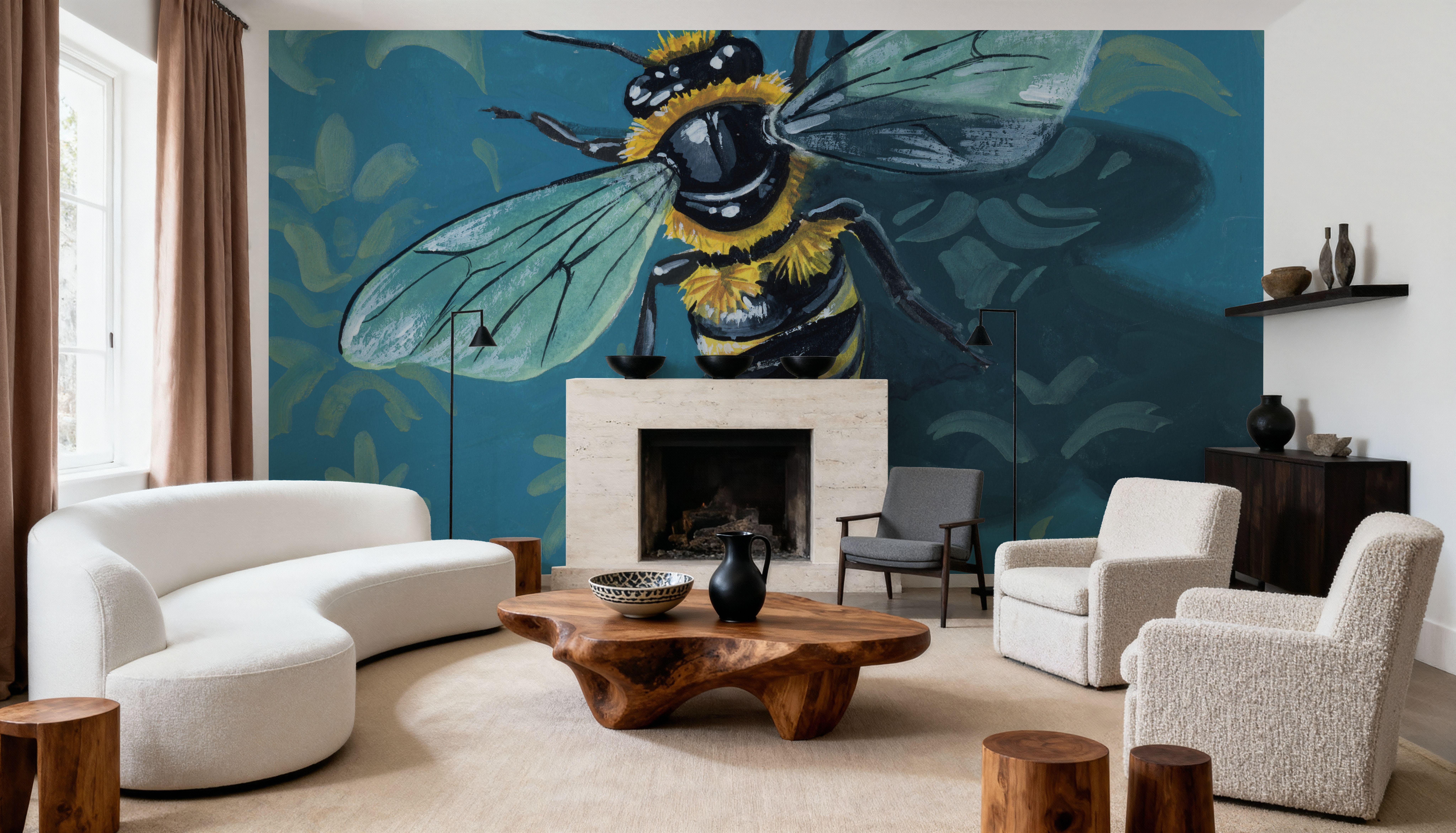 Bee on The Library Wall, Wallpaper