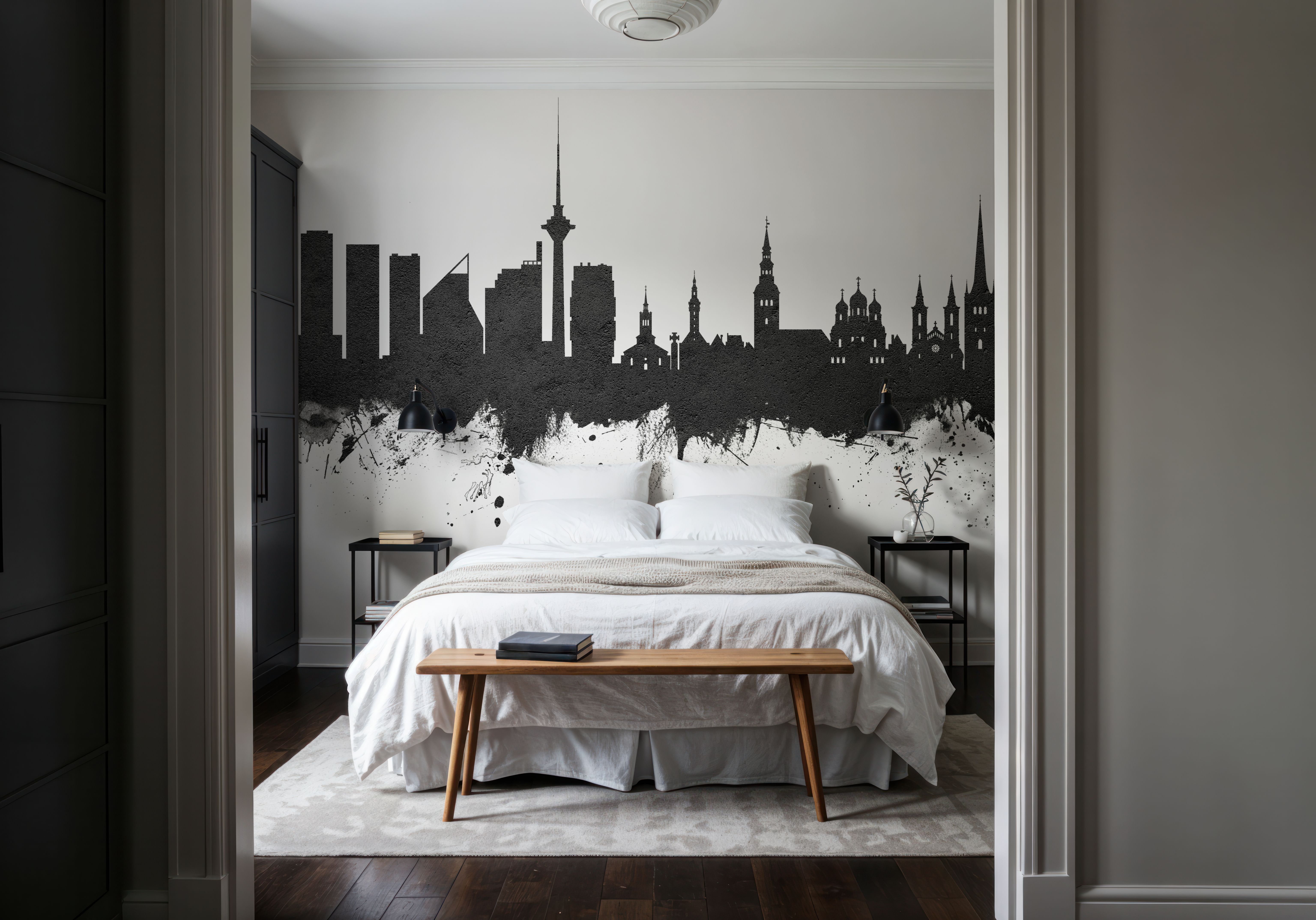 Tallinn Estonia Skyline Black & White