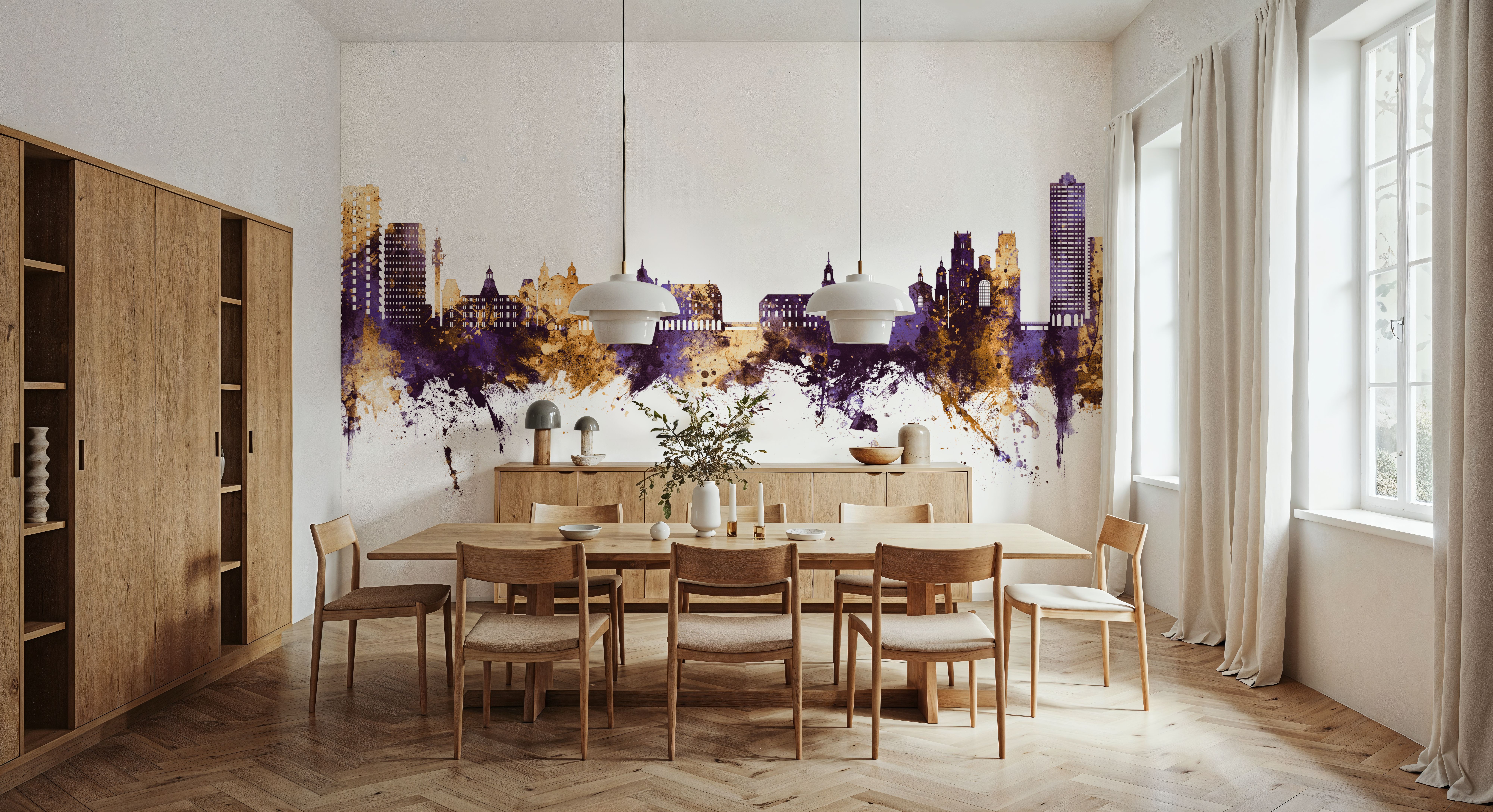 Rennes France Skyline Purple & Gold