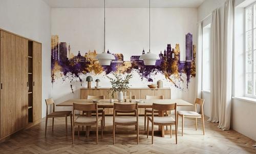Rennes France Skyline Purple & Gold