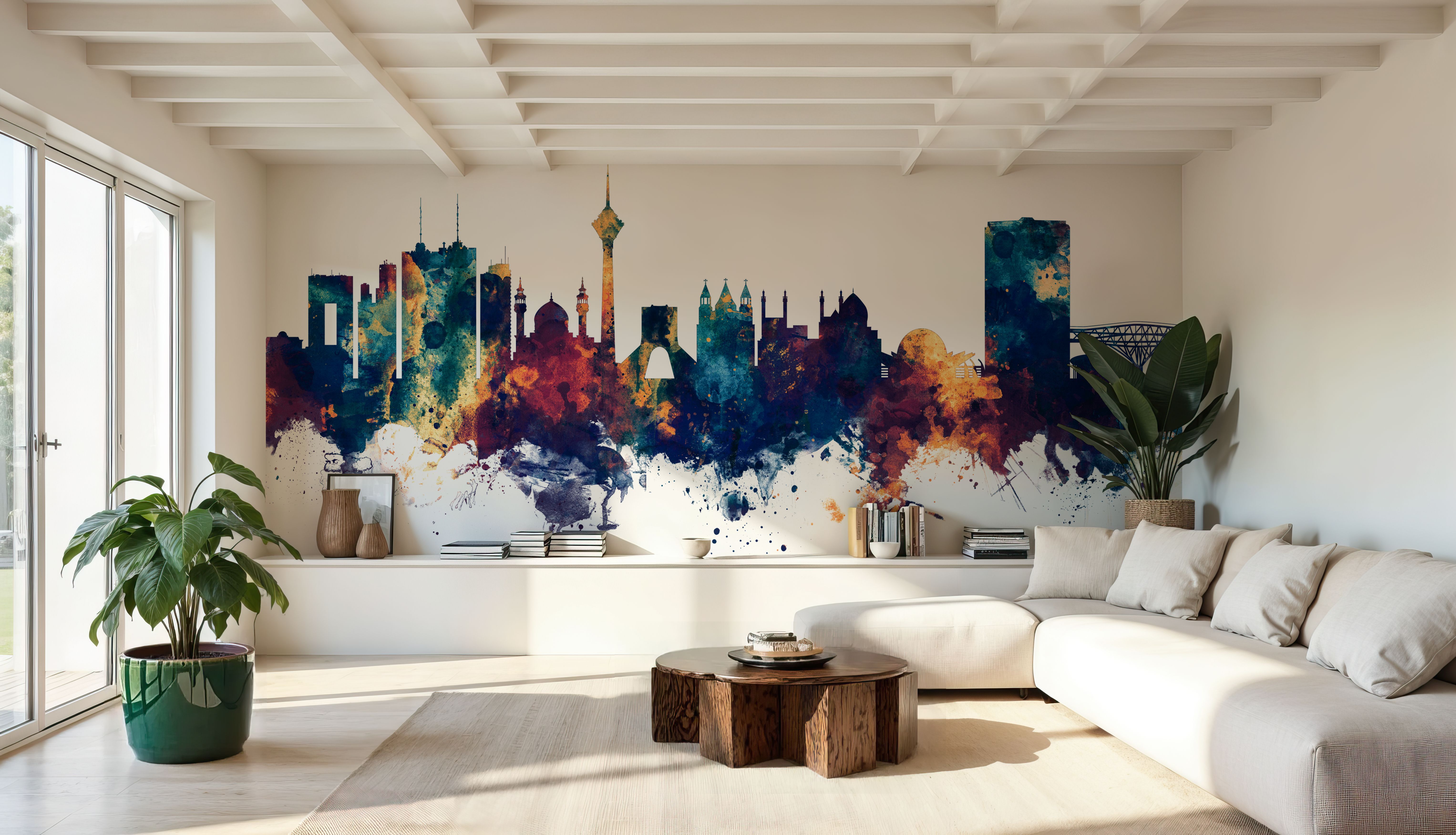 Tehran Iran Skyline Blue & Bronze, Carte da parati