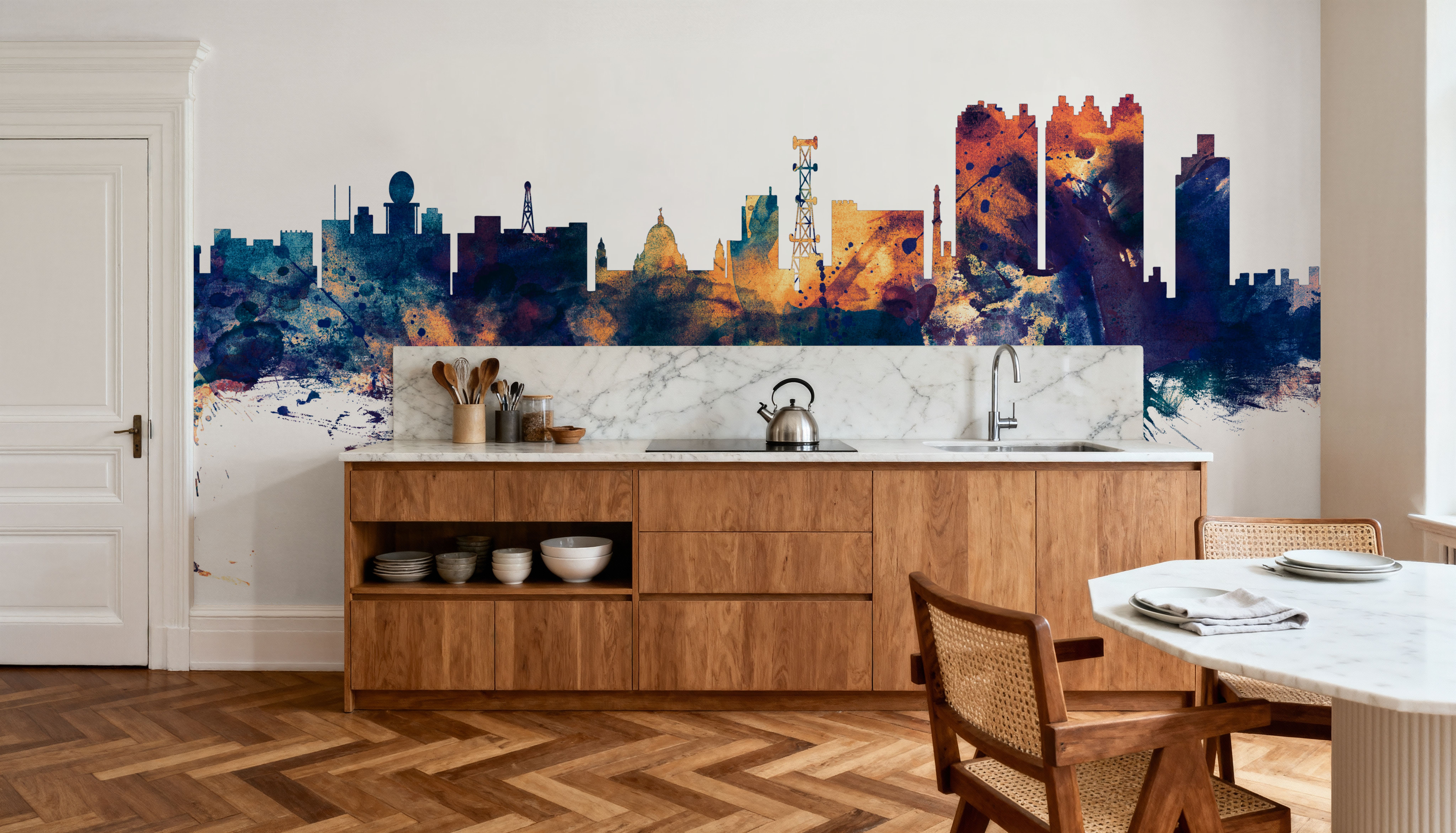 Kolkata (Calcutta) India Skyline Blue & Bronze