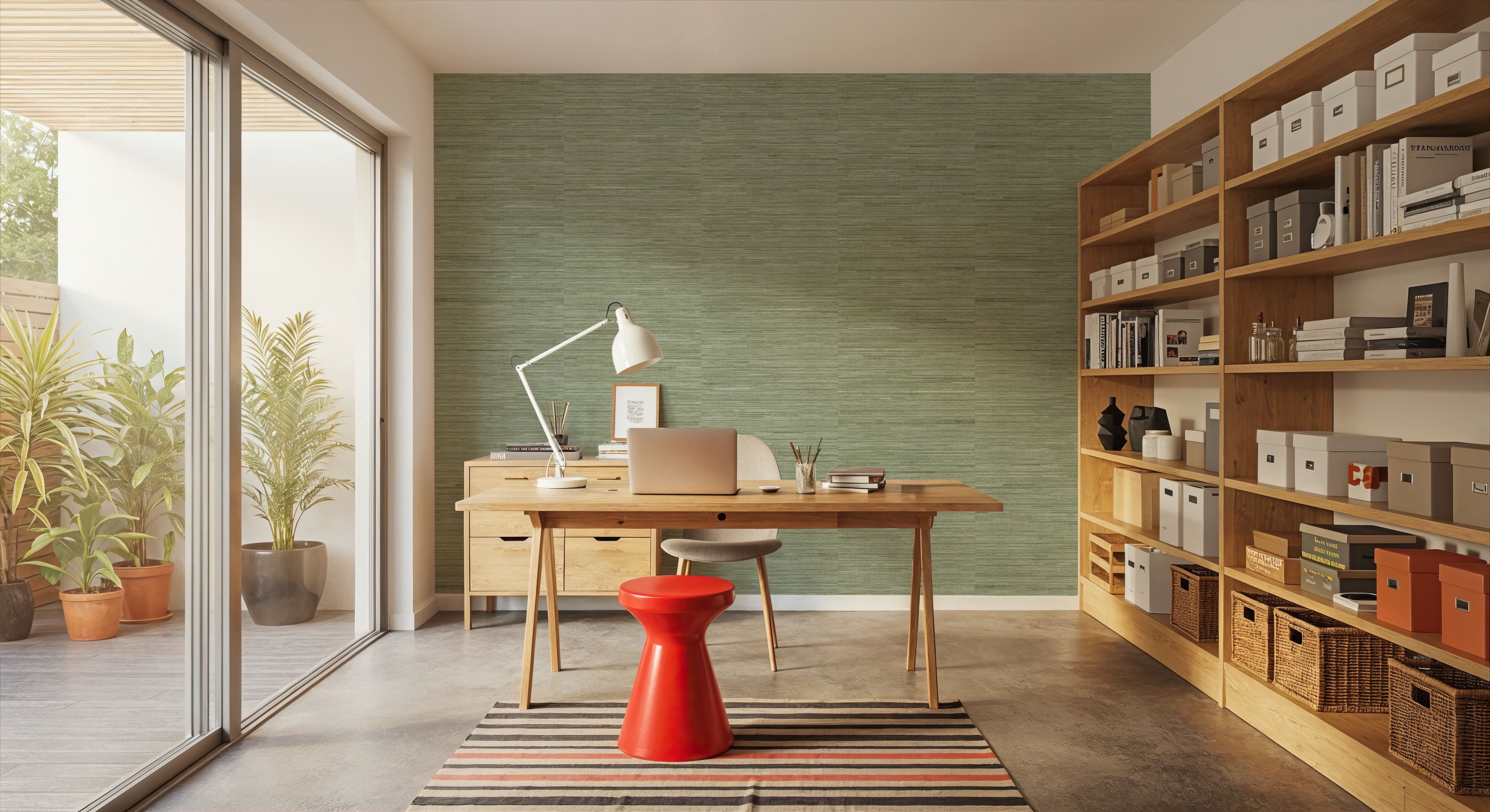 Faux Grasscloth with Visible Seams, Fern