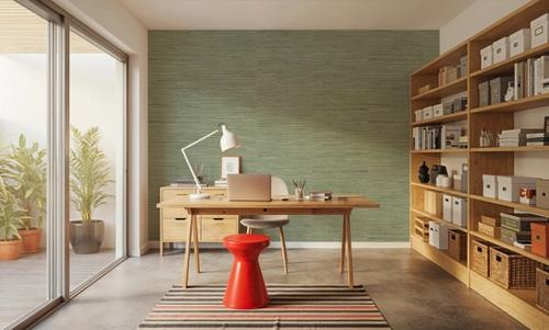 Faux Grasscloth with Visible Seams, Fern