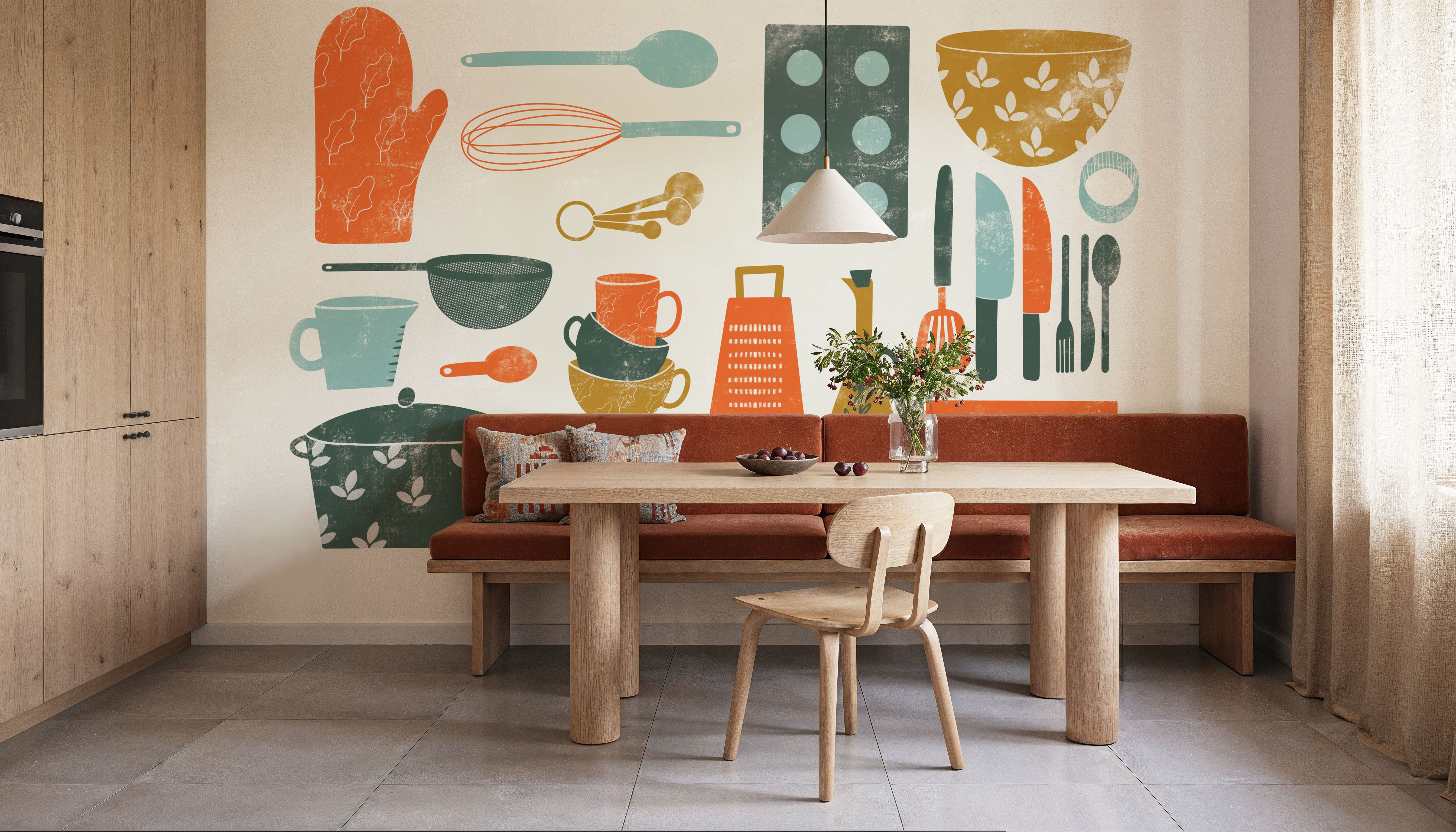 Retro Kitchen Map, Behang