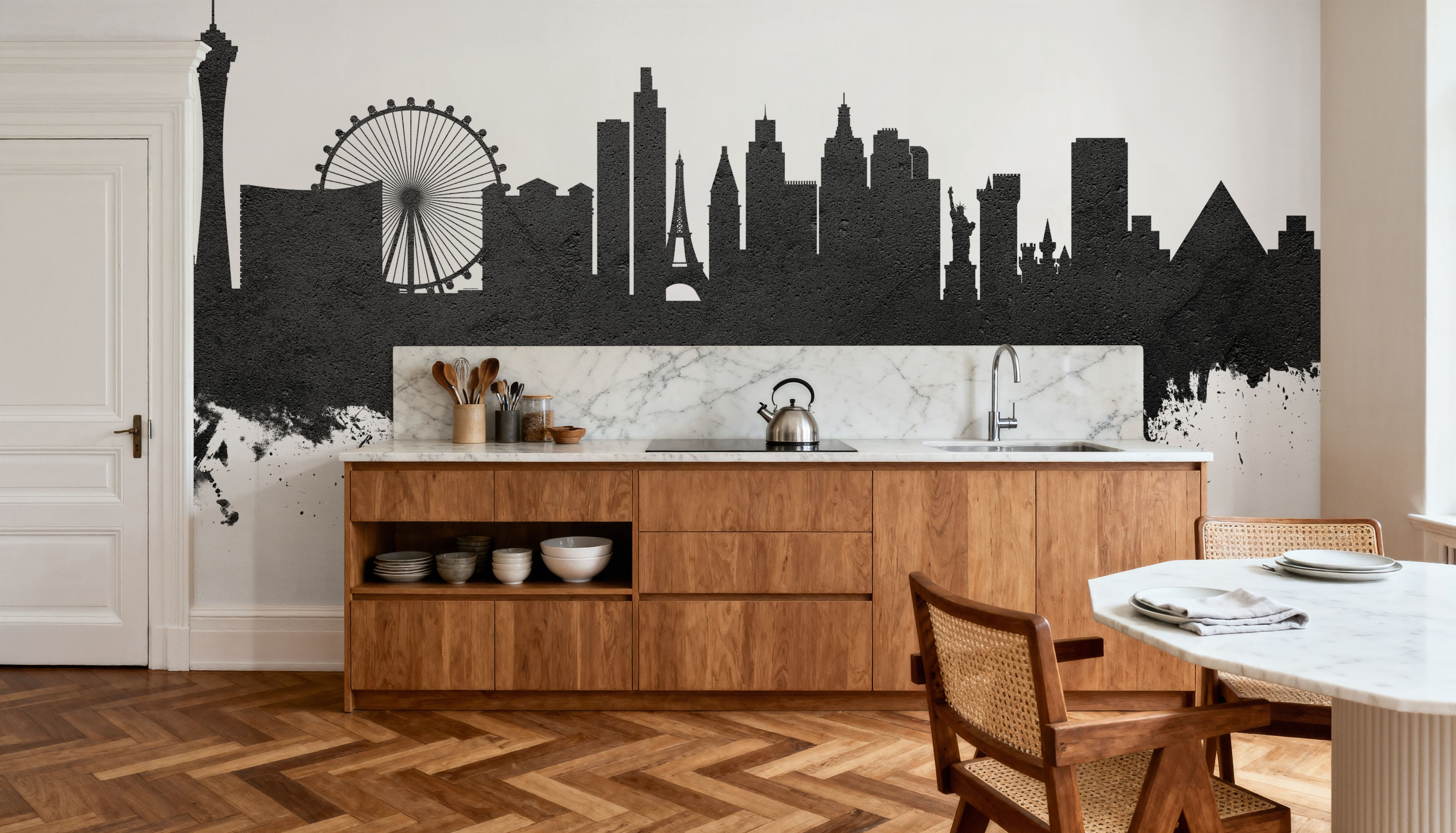 Las Vegas Nevada Skyline Black & White, Behang