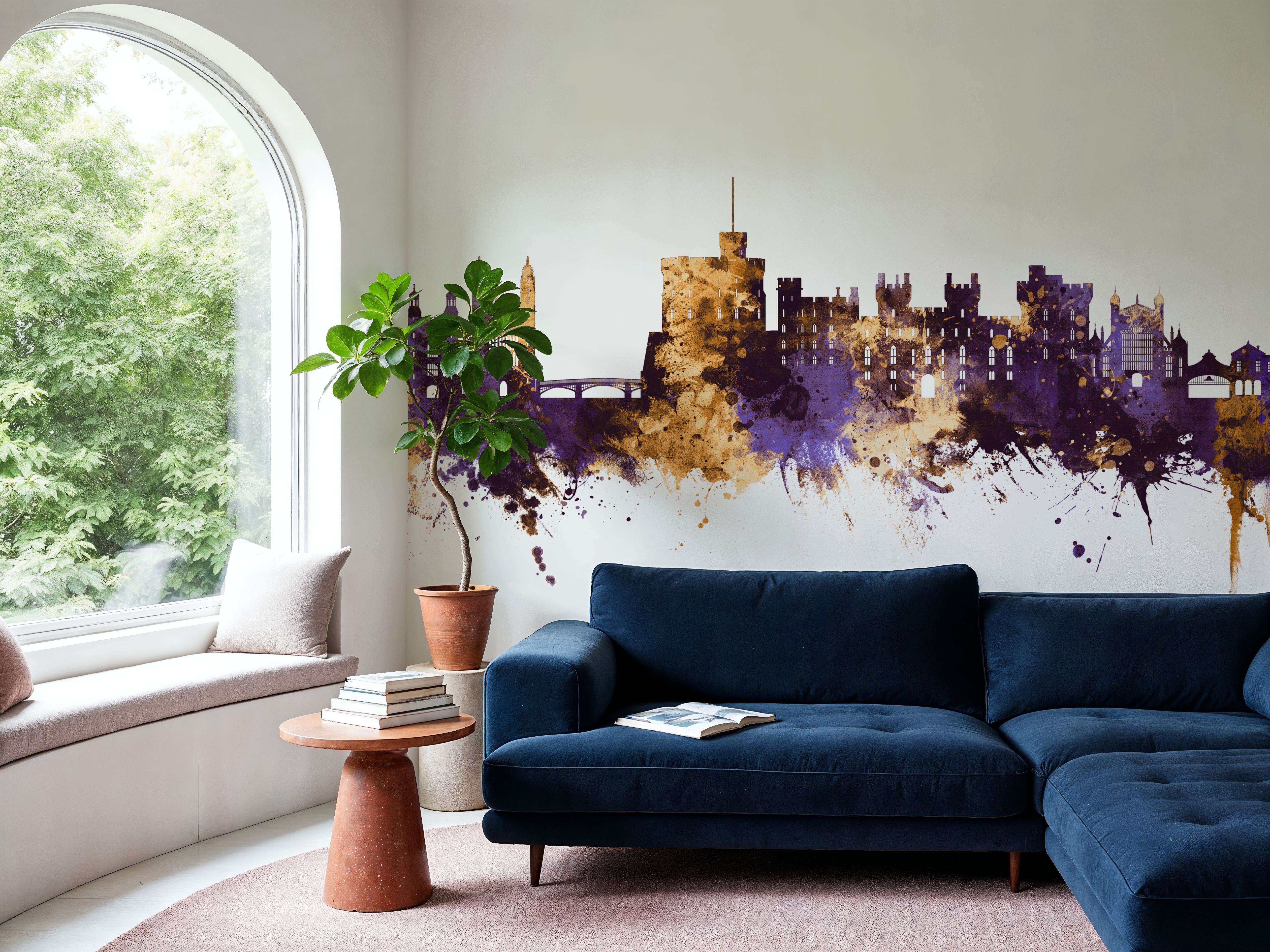 Windsor England Skyline Purple & Gold