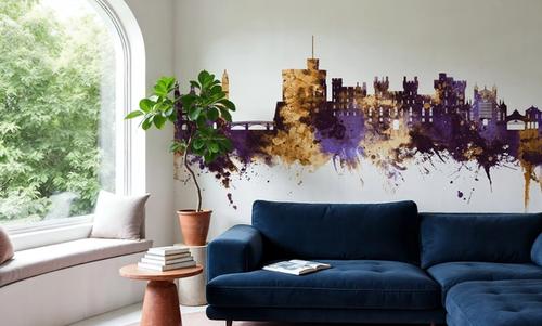 Windsor England Skyline Purple & Gold