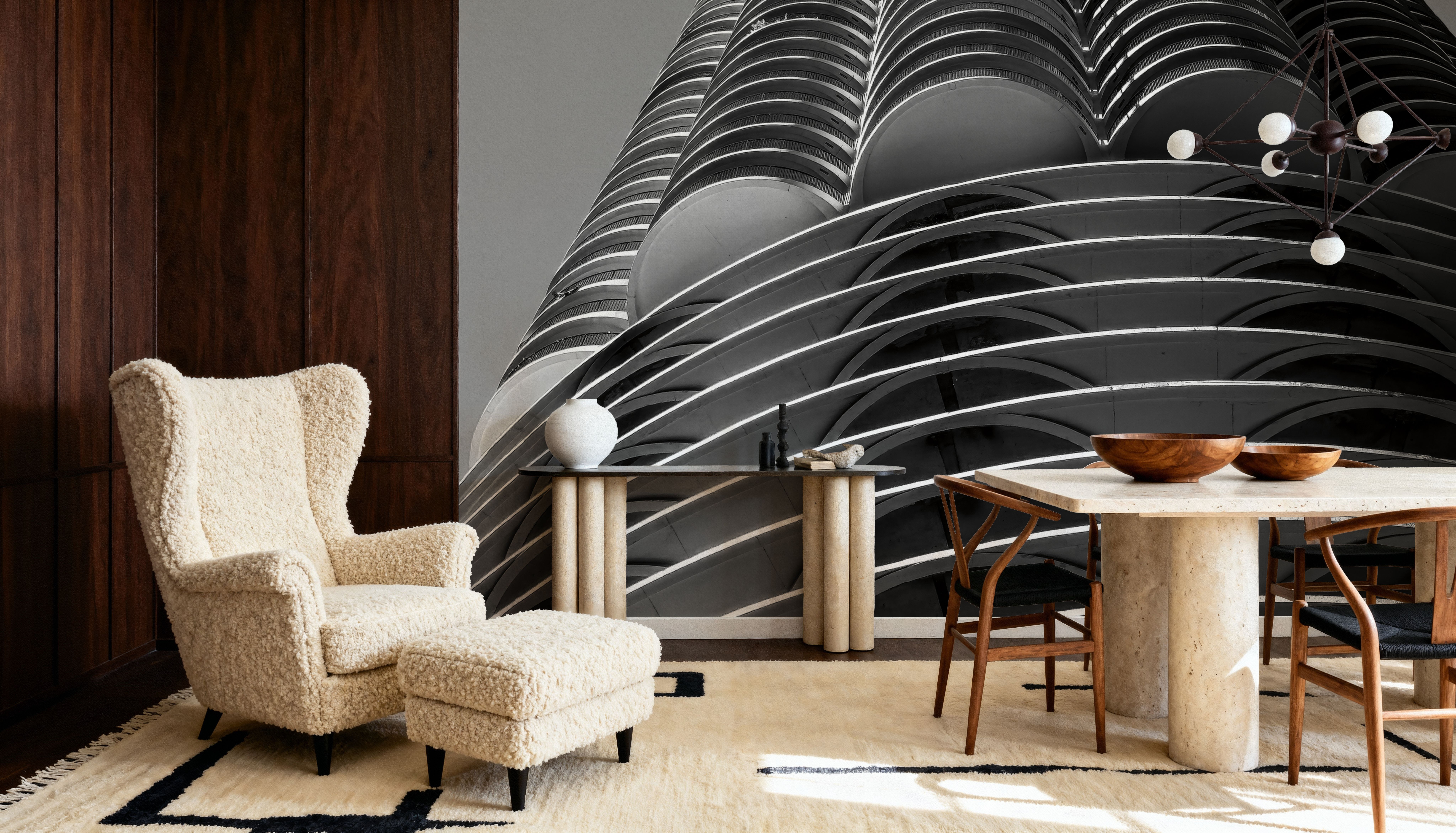 Chicago Skyline Marina City III BW, Wallpaper