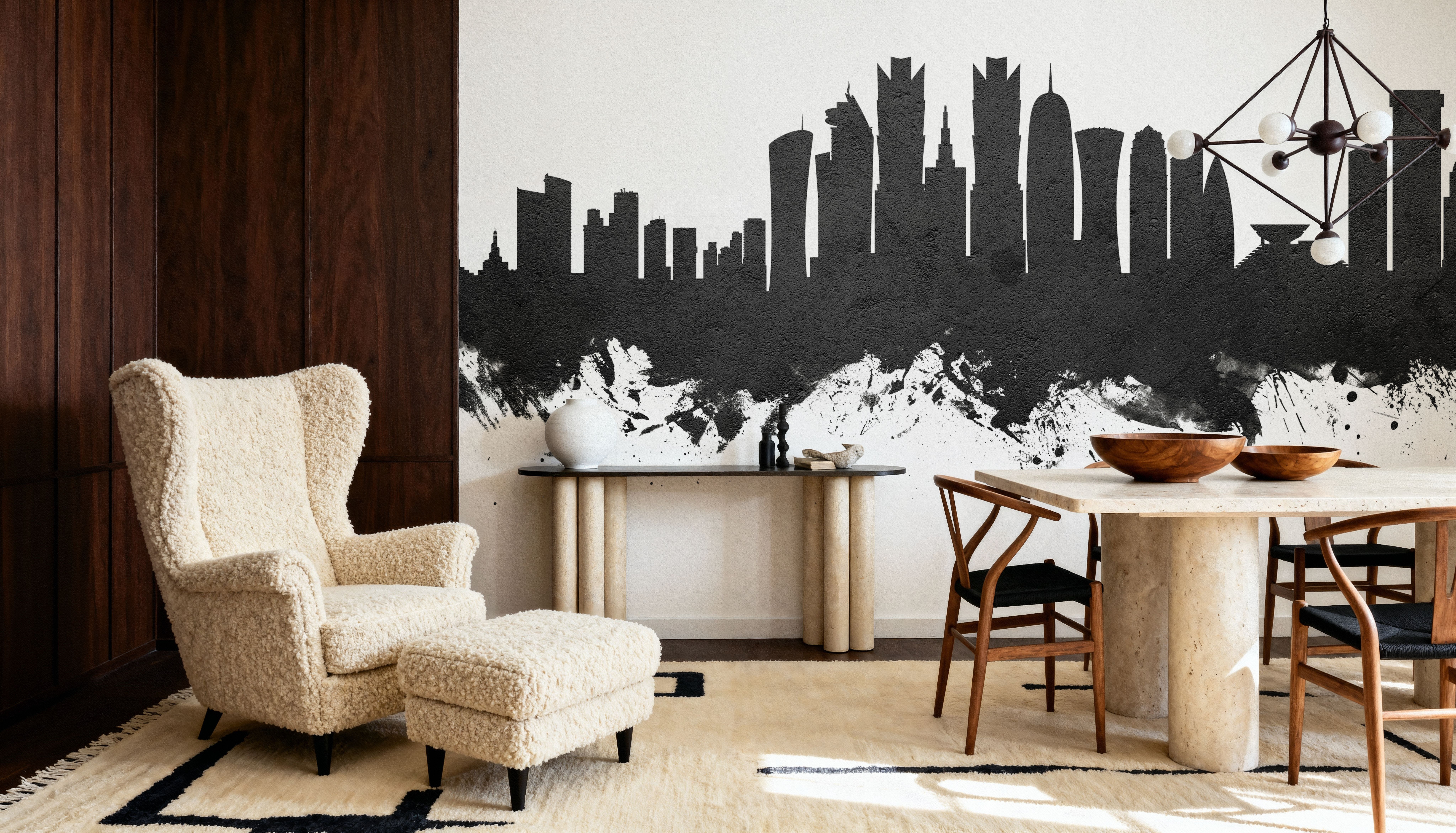 Doha Qatar Skyline Black & White