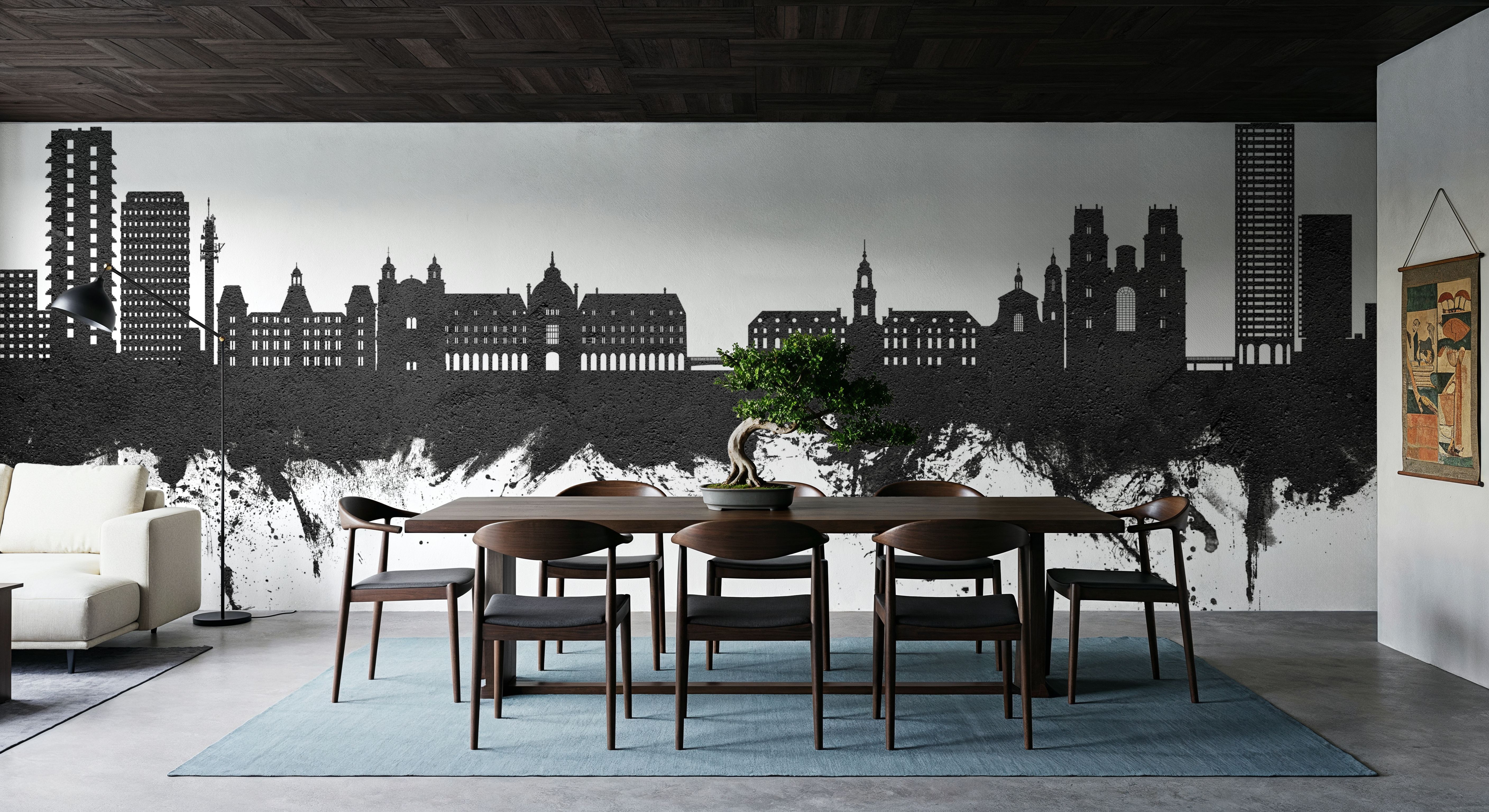 Rennes France Skyline Black & White