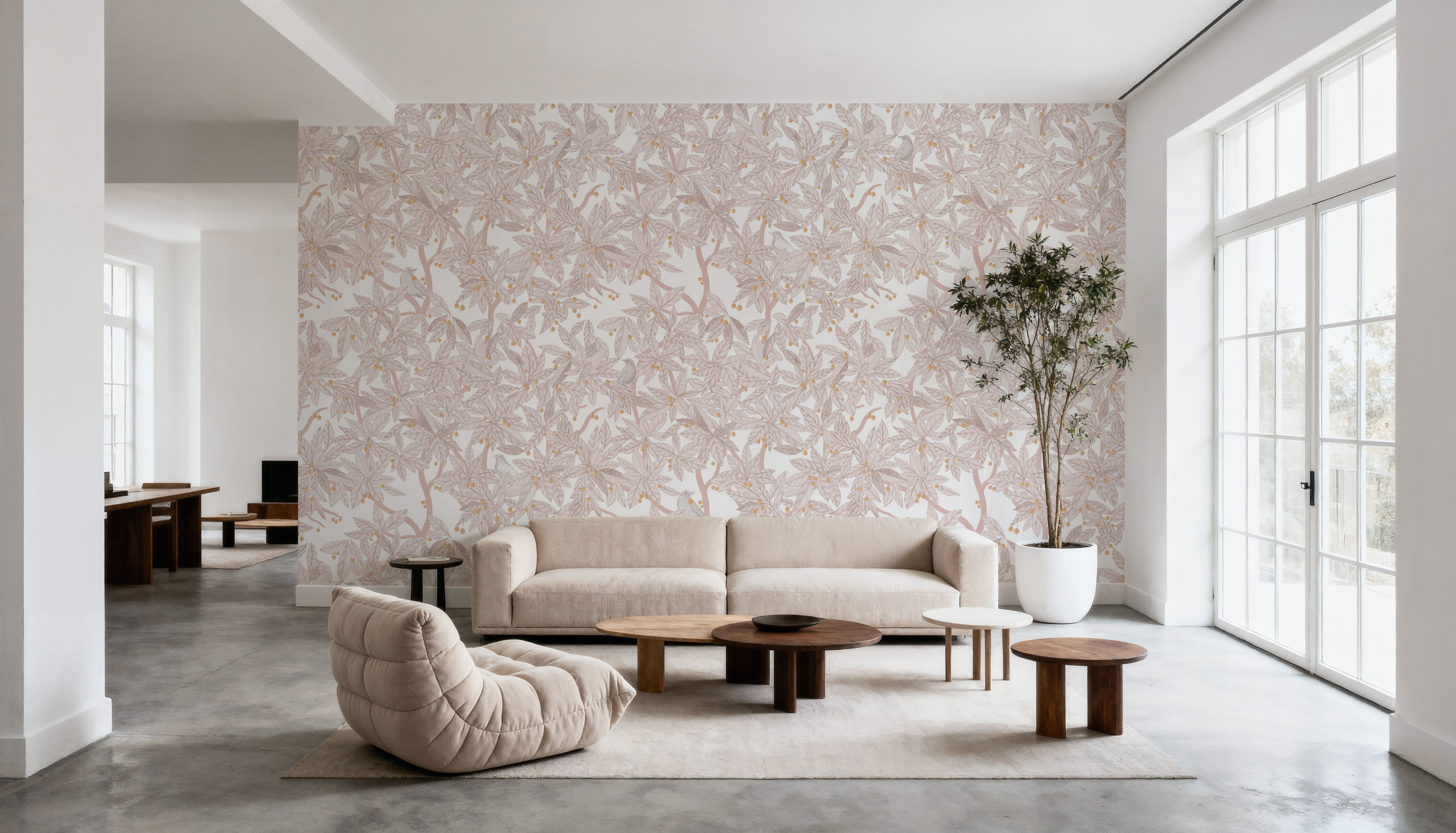 Cherry Tree Birds, Blush Pink