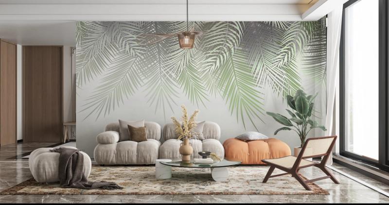 Home Grown Palms wallpaper mural 100% PVC-free and non-toxic