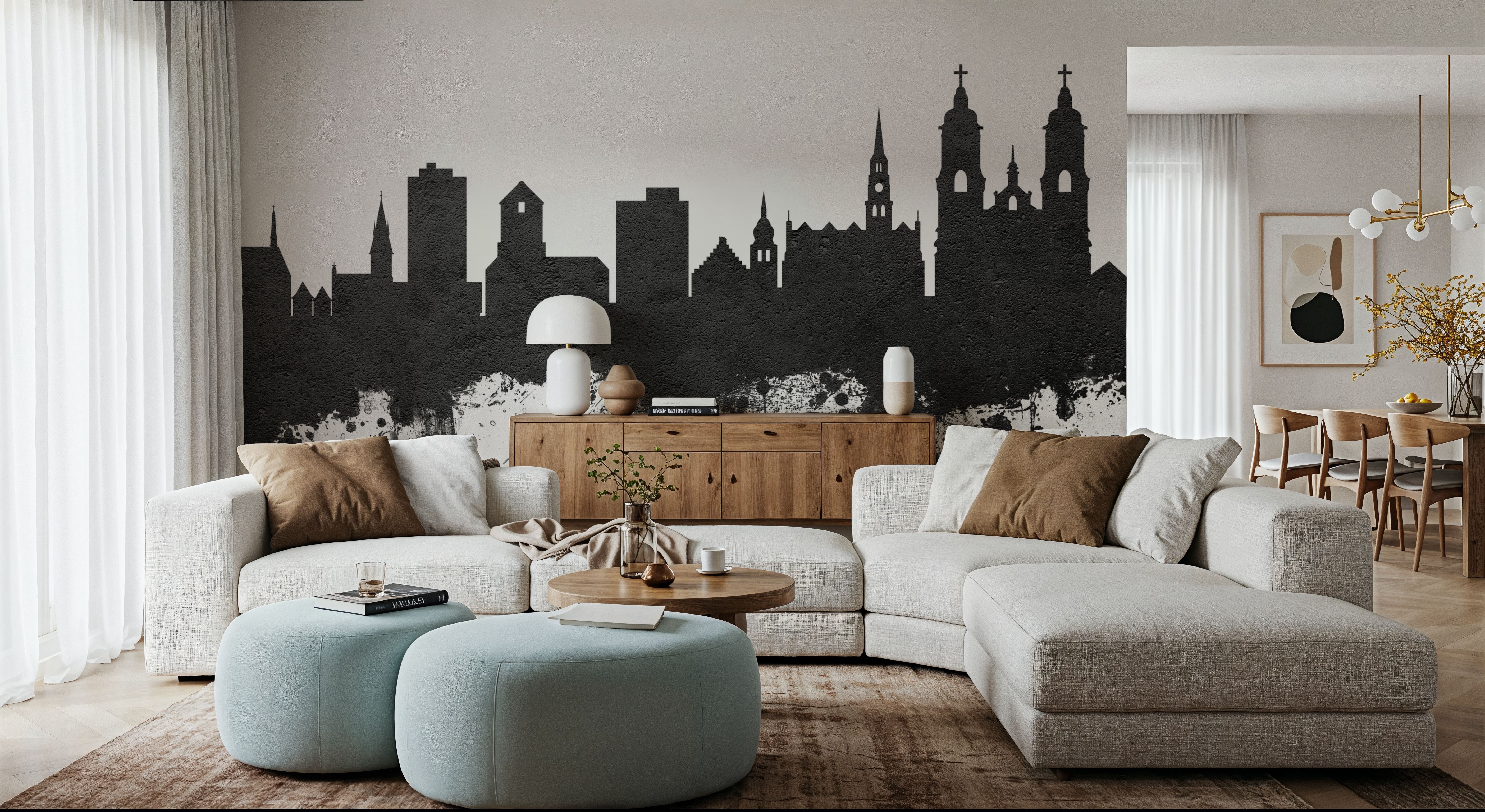 St Gallen Switzerland Skyline Black & White