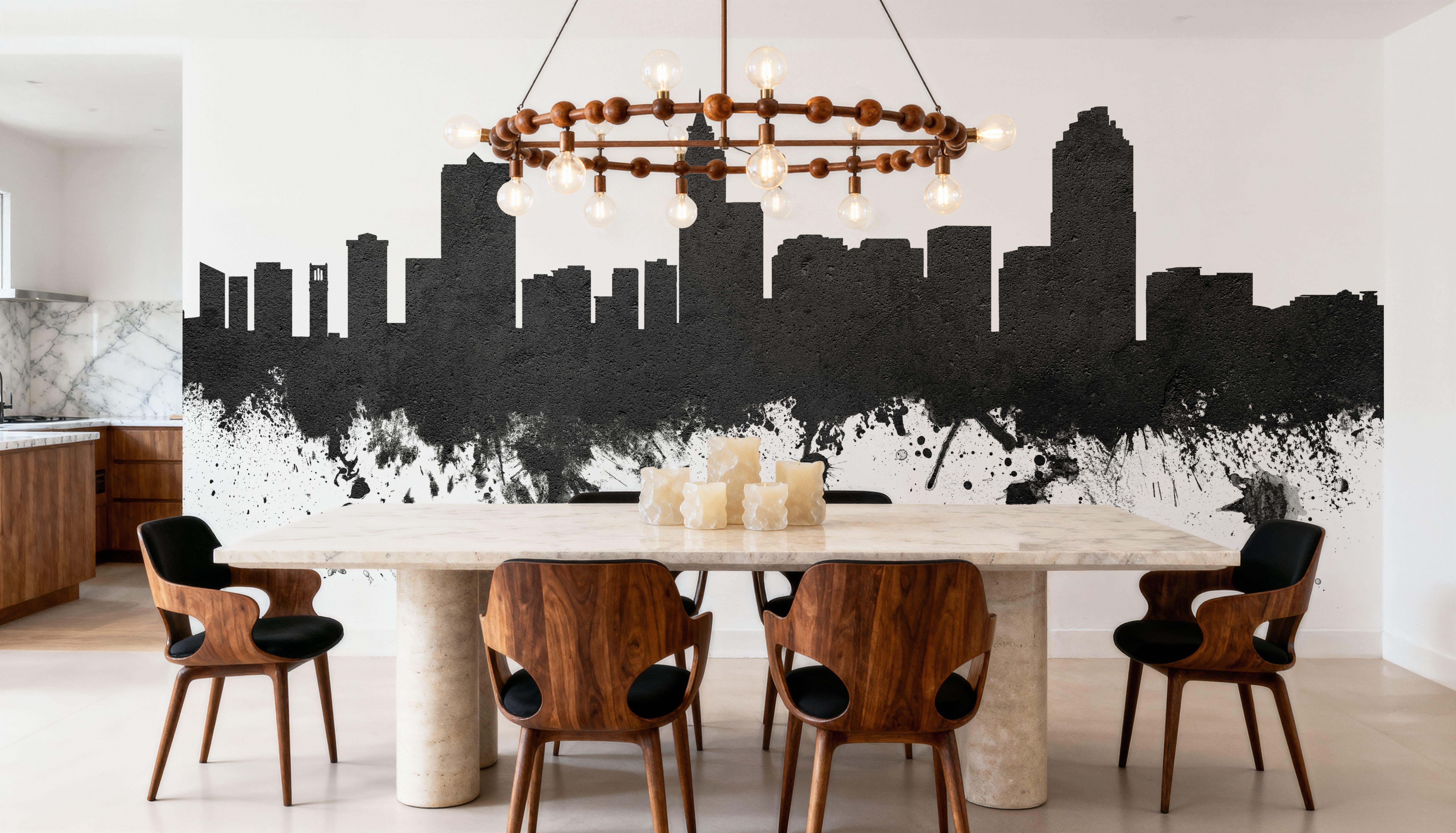 Raleigh North Carolina Skyline Black & White, Wallpaper