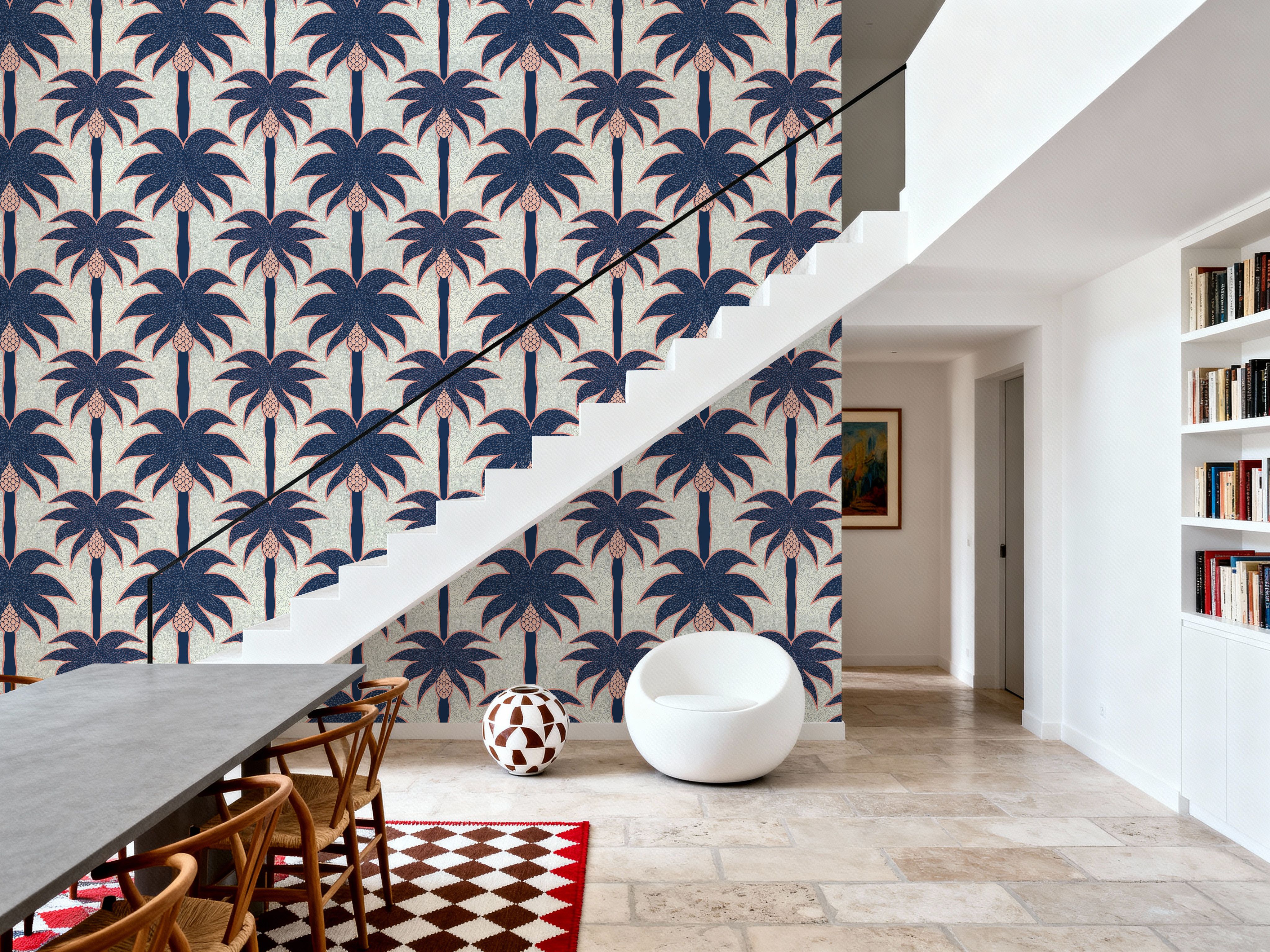Graphic Palms, Navy