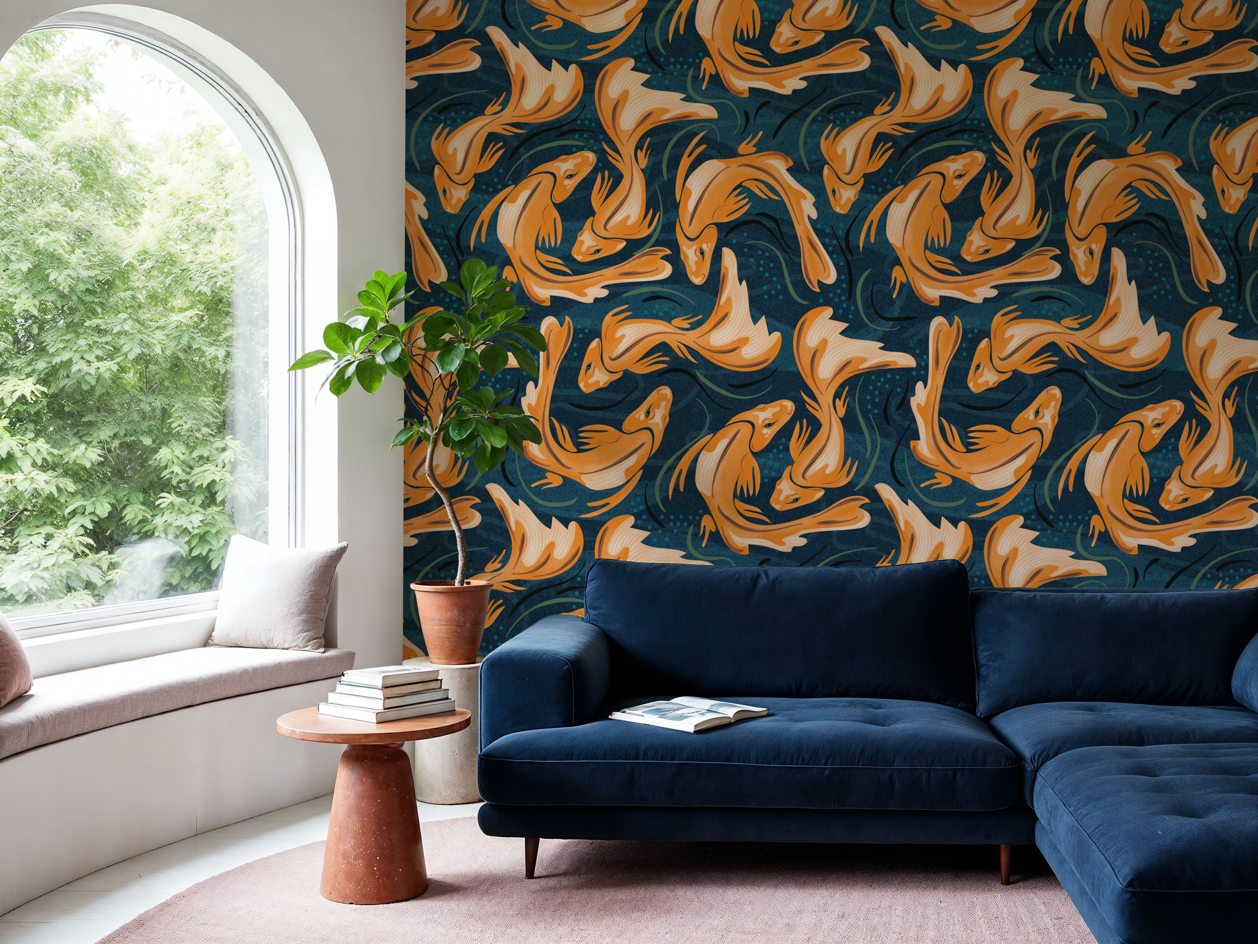 Koi Fish, Ocean Blue