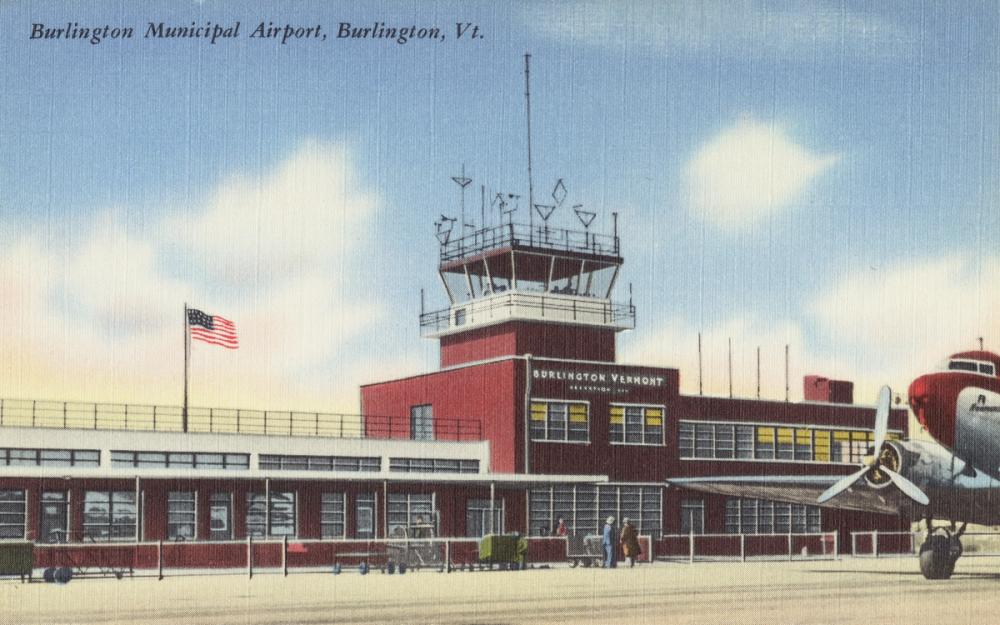 Greetings from Burlington Airport - Screenprint Postcard