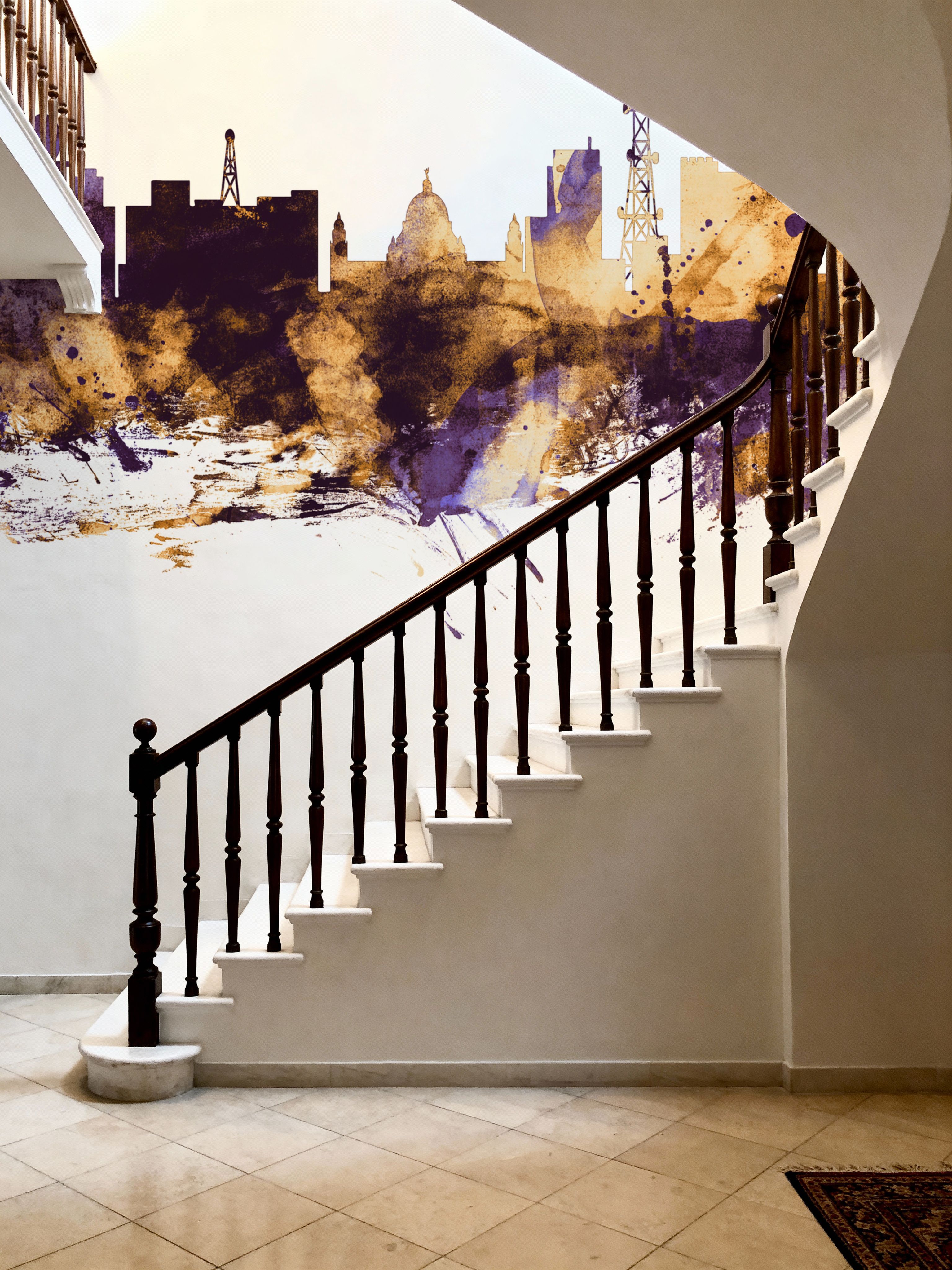 Kolkata (Calcutta) India Skyline Purple & Gold