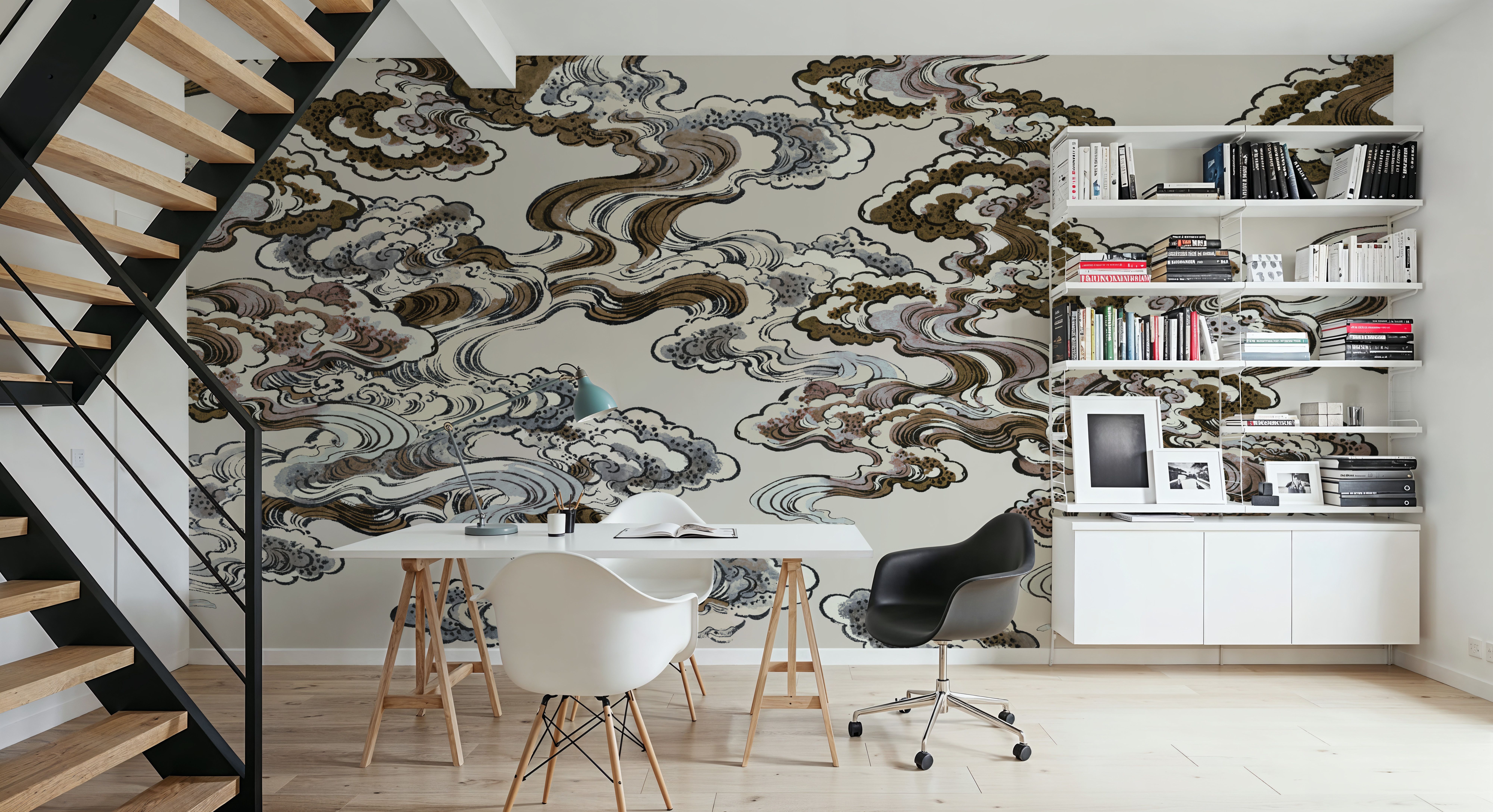 Ukiyo-e Clouds, Browns, Wallpaper