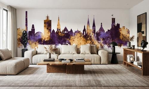 Bielefeld Germany Skyline Purple & Gold